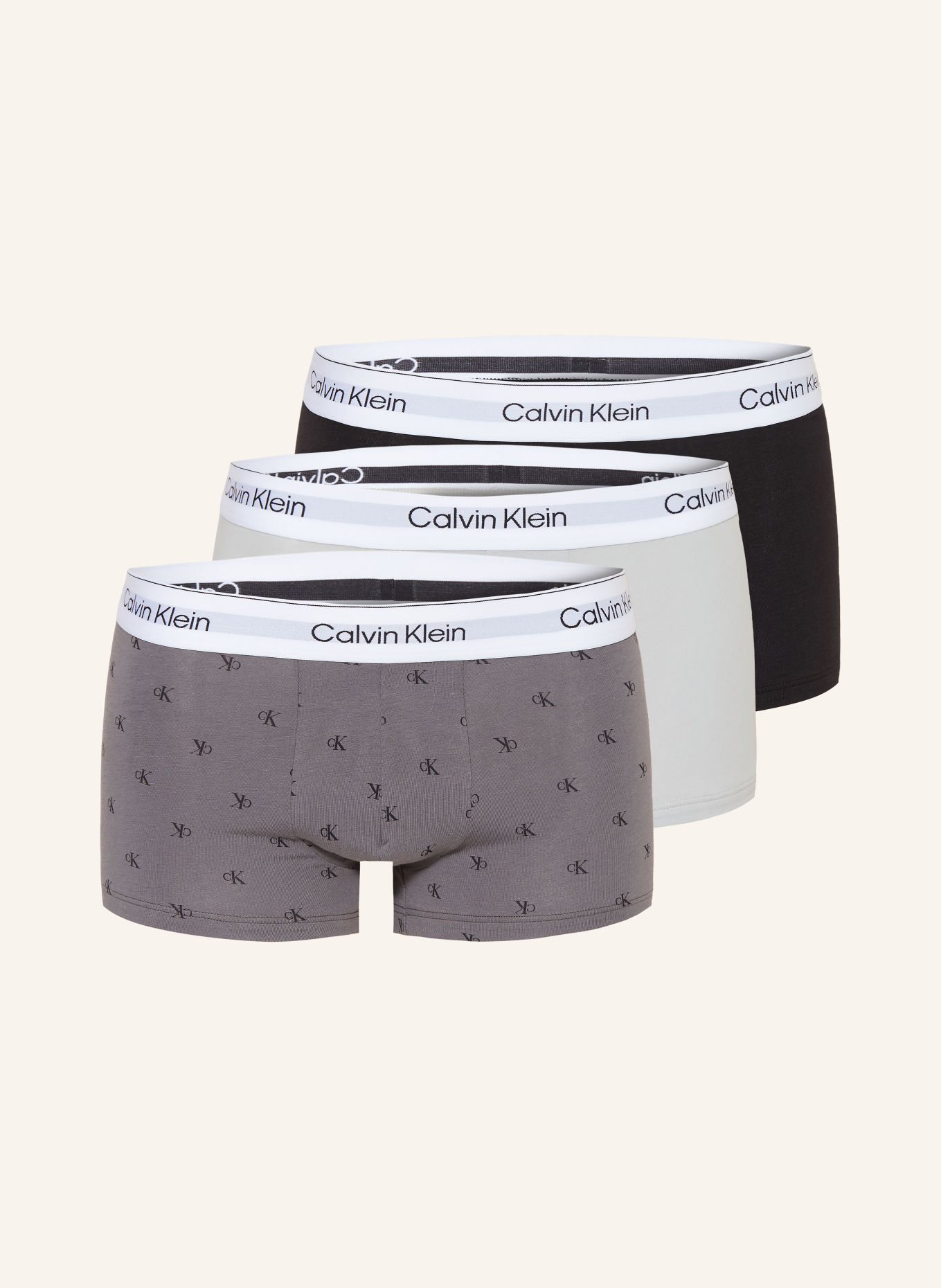 Calvin Klein 3-Pack Boxer shorts COTTON STRETCH: GRAY / LIGHT GRAY / BLACK