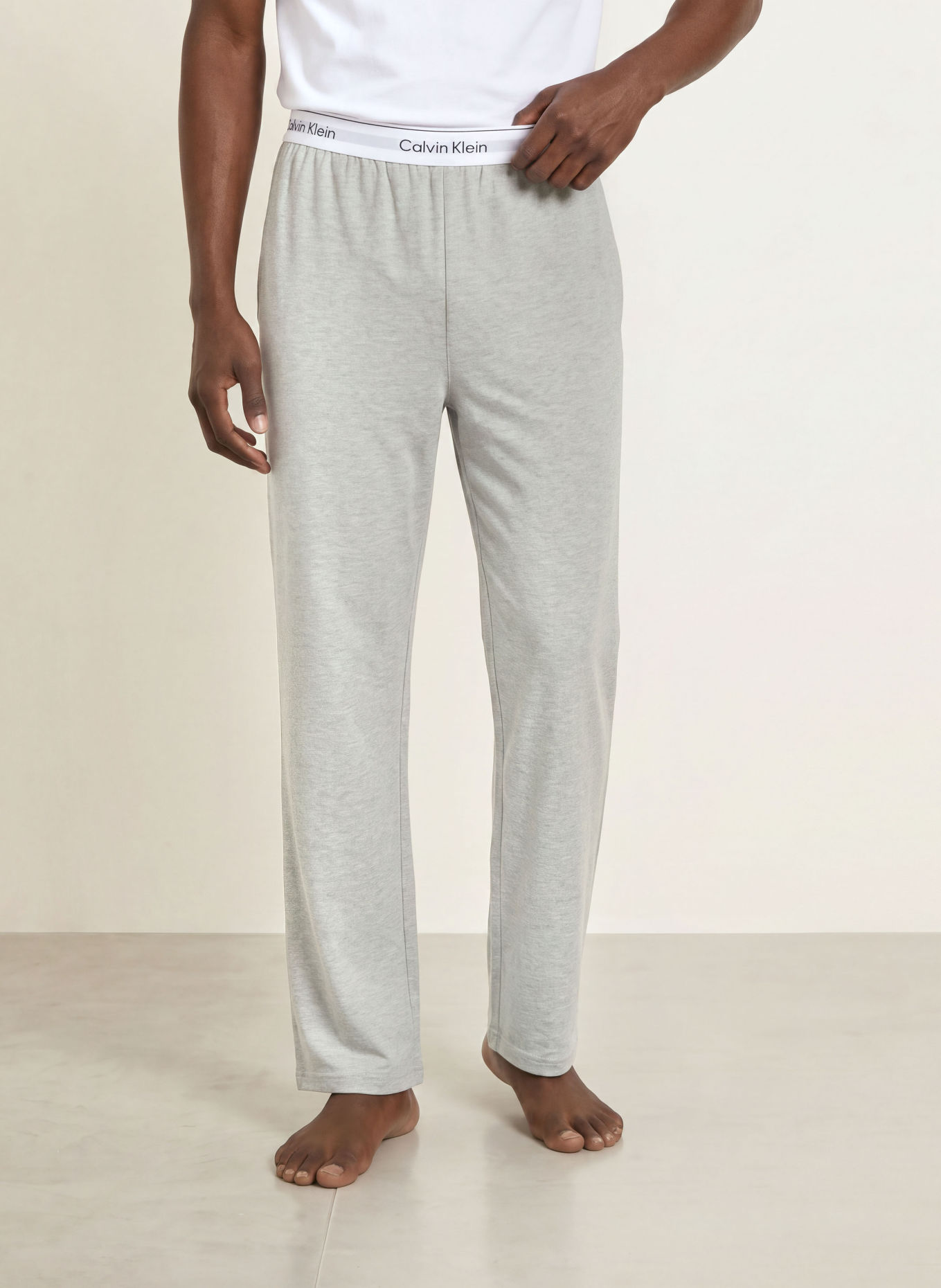 Calvin Klein Spací kalhoty: ŠEDÁ / BÍLÁ