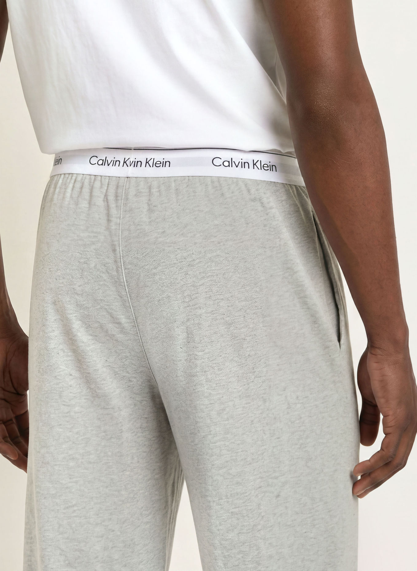 Calvin Klein Spací kalhoty: ŠEDÁ / BÍLÁ
