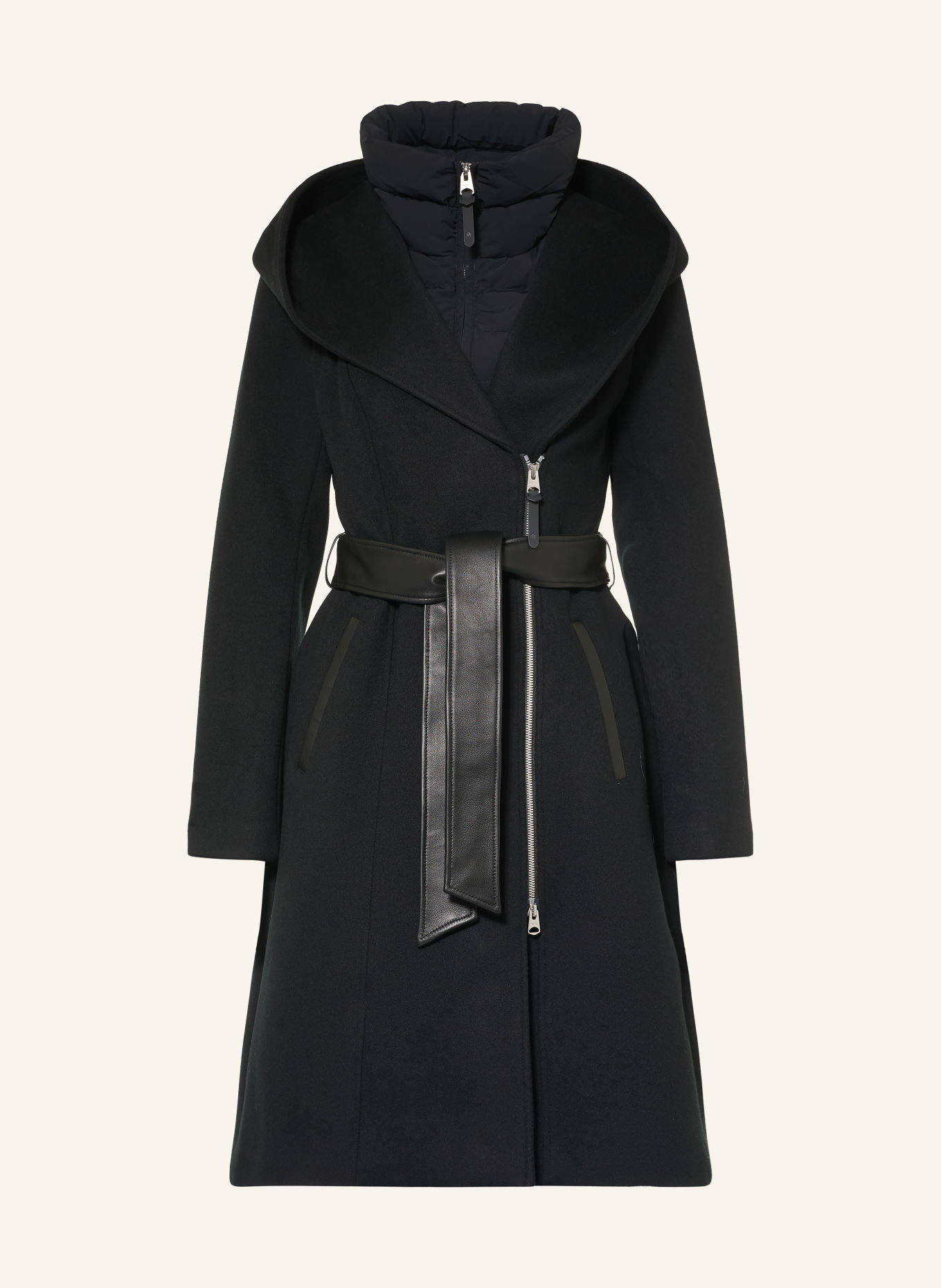 Mackage SHIA-SLBZ wool coat with removable trim: BLACK