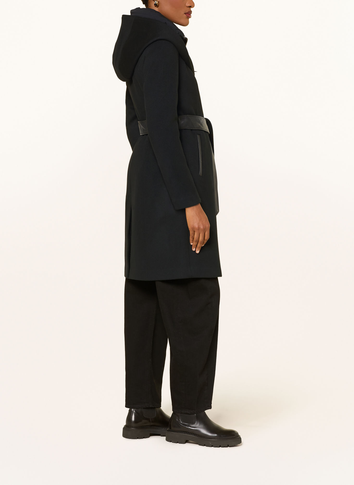 Mackage SHIA-SLBZ wool coat with removable trim: BLACK