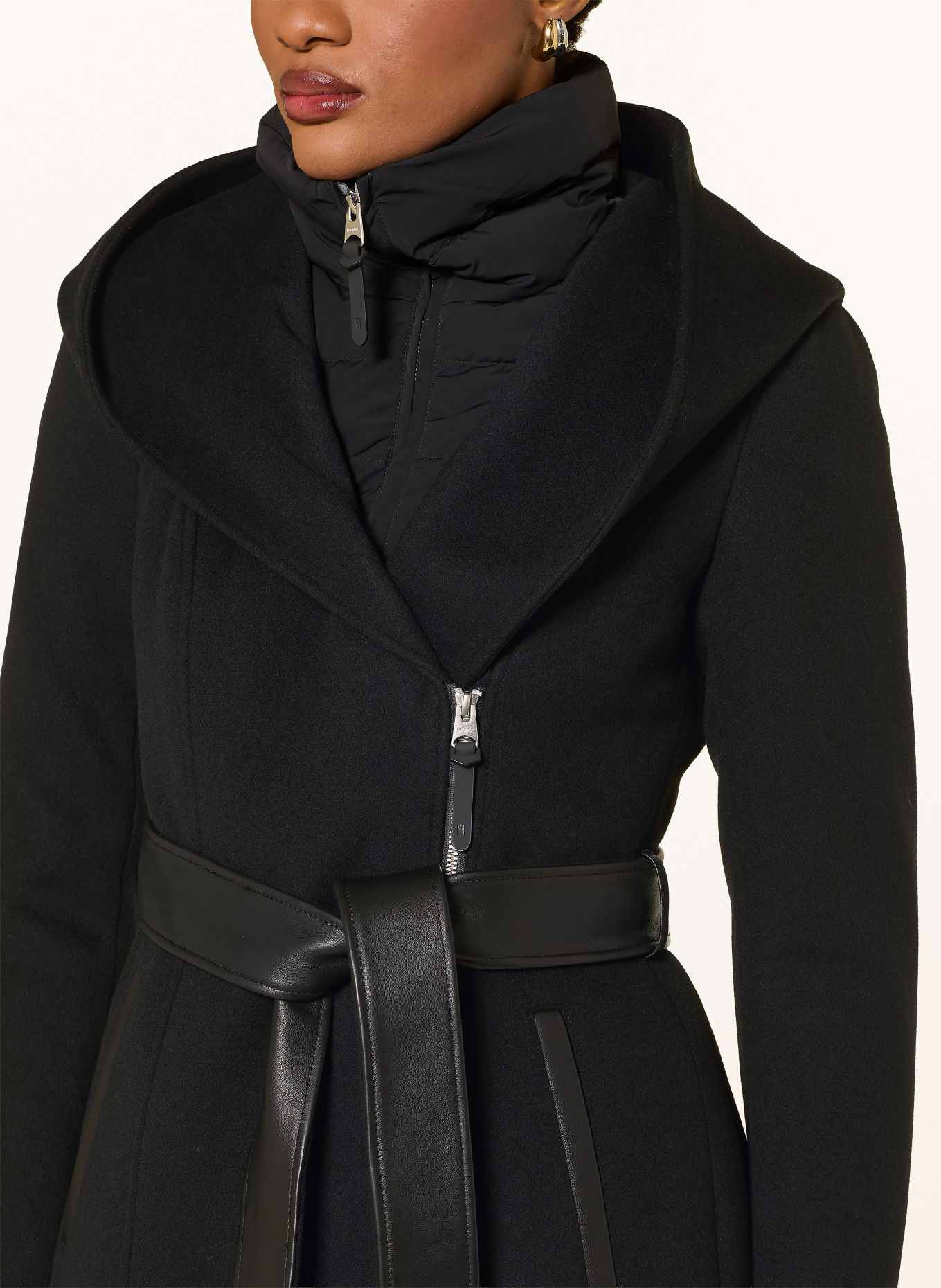 Mackage SHIA-SLBZ wool coat with removable trim: BLACK