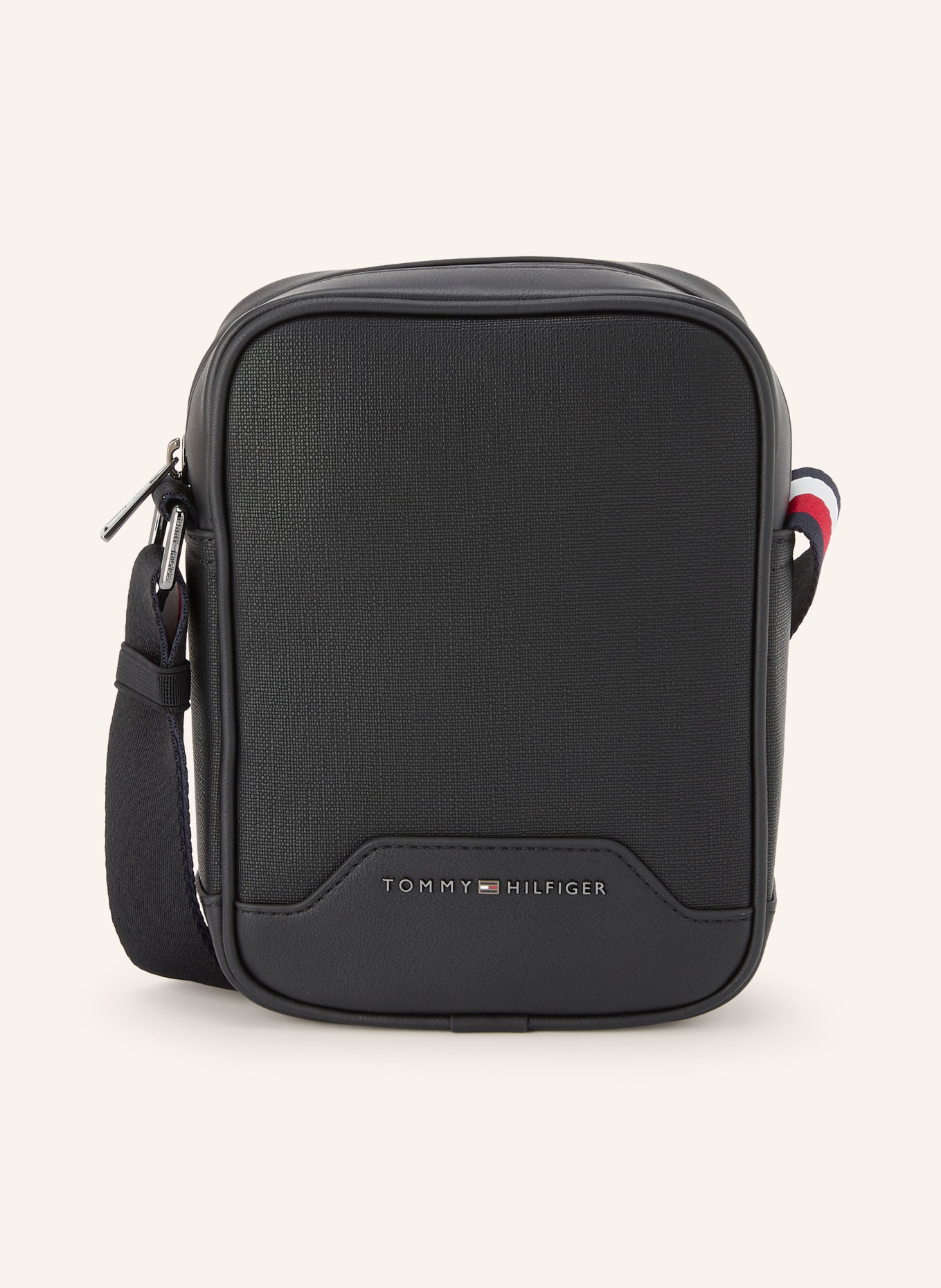 TOMMY HILFIGER Umhängetasche: SCHWARZ / SILBER / ROT