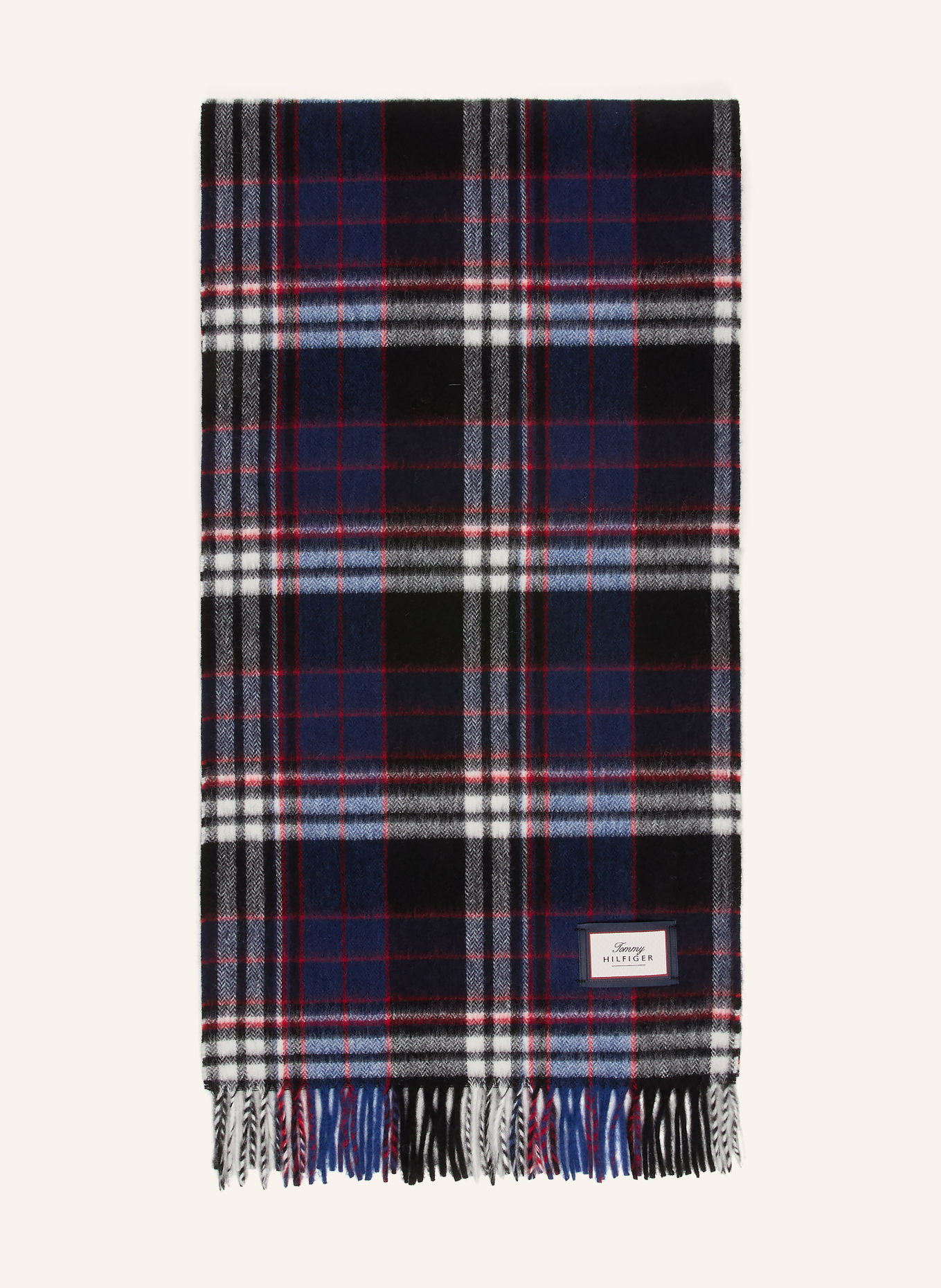 TOMMY HILFIGER Halstørklæde: SORT / RØD / BLÅ
