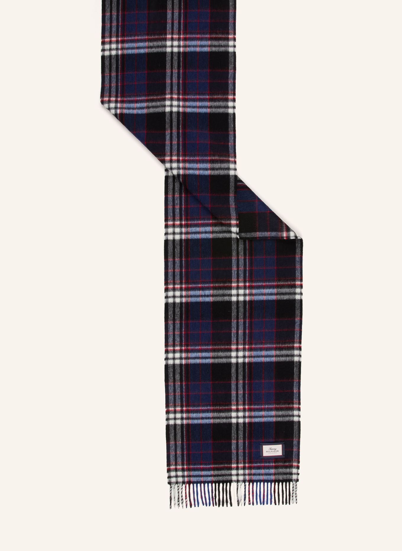 TOMMY HILFIGER Halstørklæde: SORT / RØD / BLÅ
