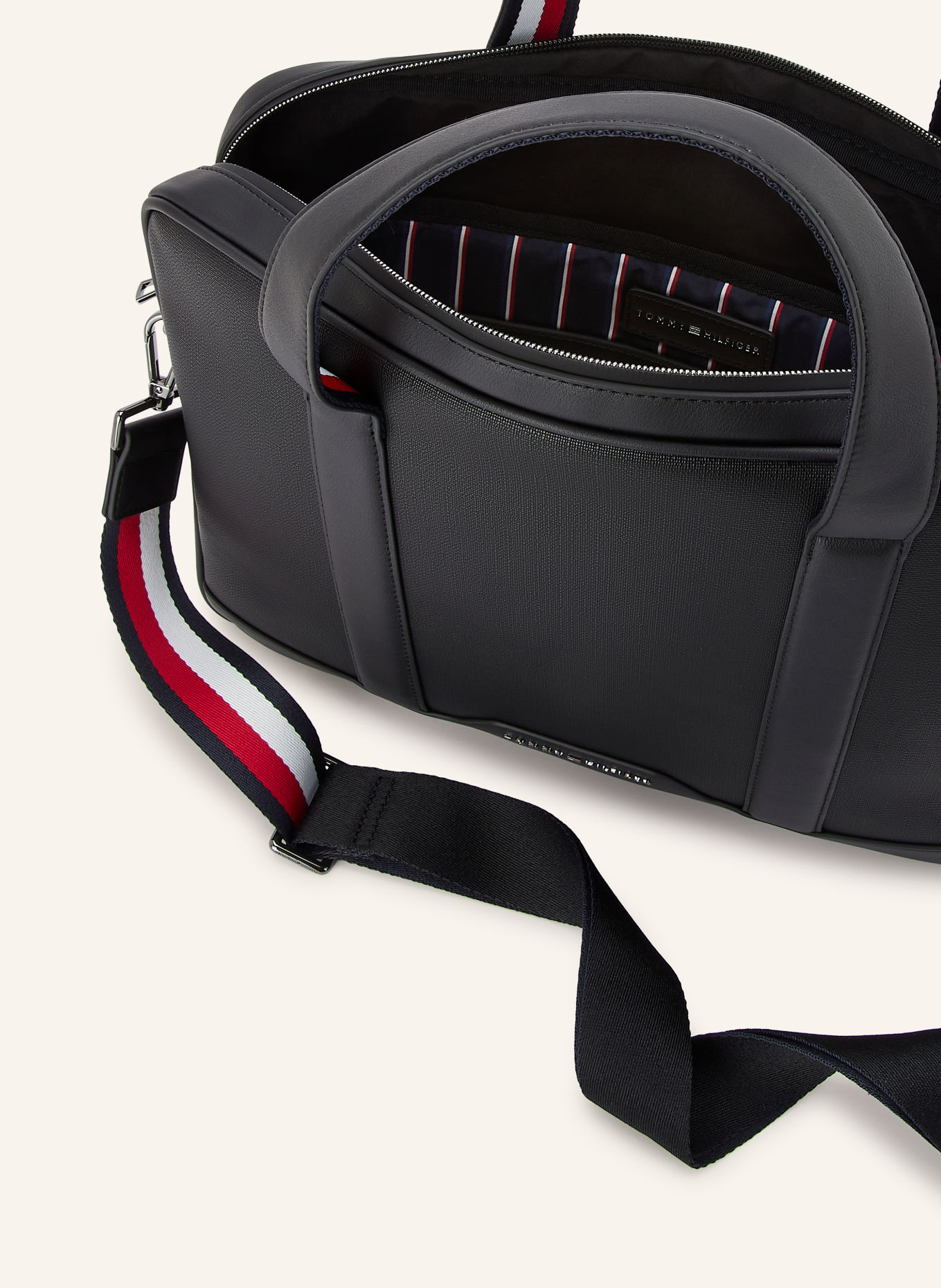 TOMMY HILFIGER Businesstas: ZWART / ZILVER / ROOD