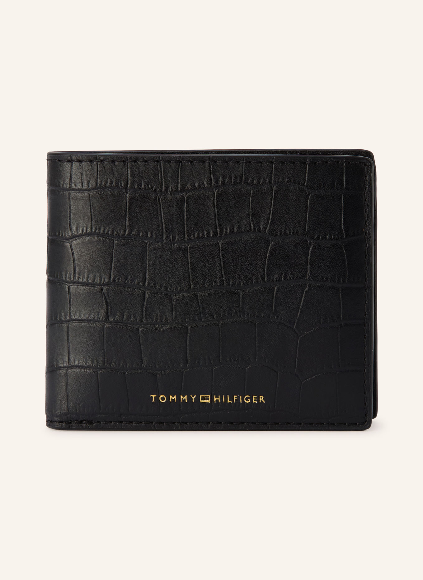 TOMMY HILFIGER Geldbörse: SCHWARZ / GOLD