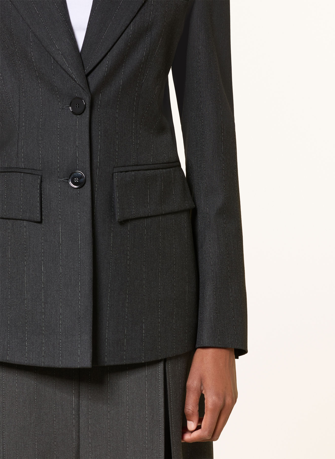 RIANI Blazer: DONKERGRIJS / WIT
