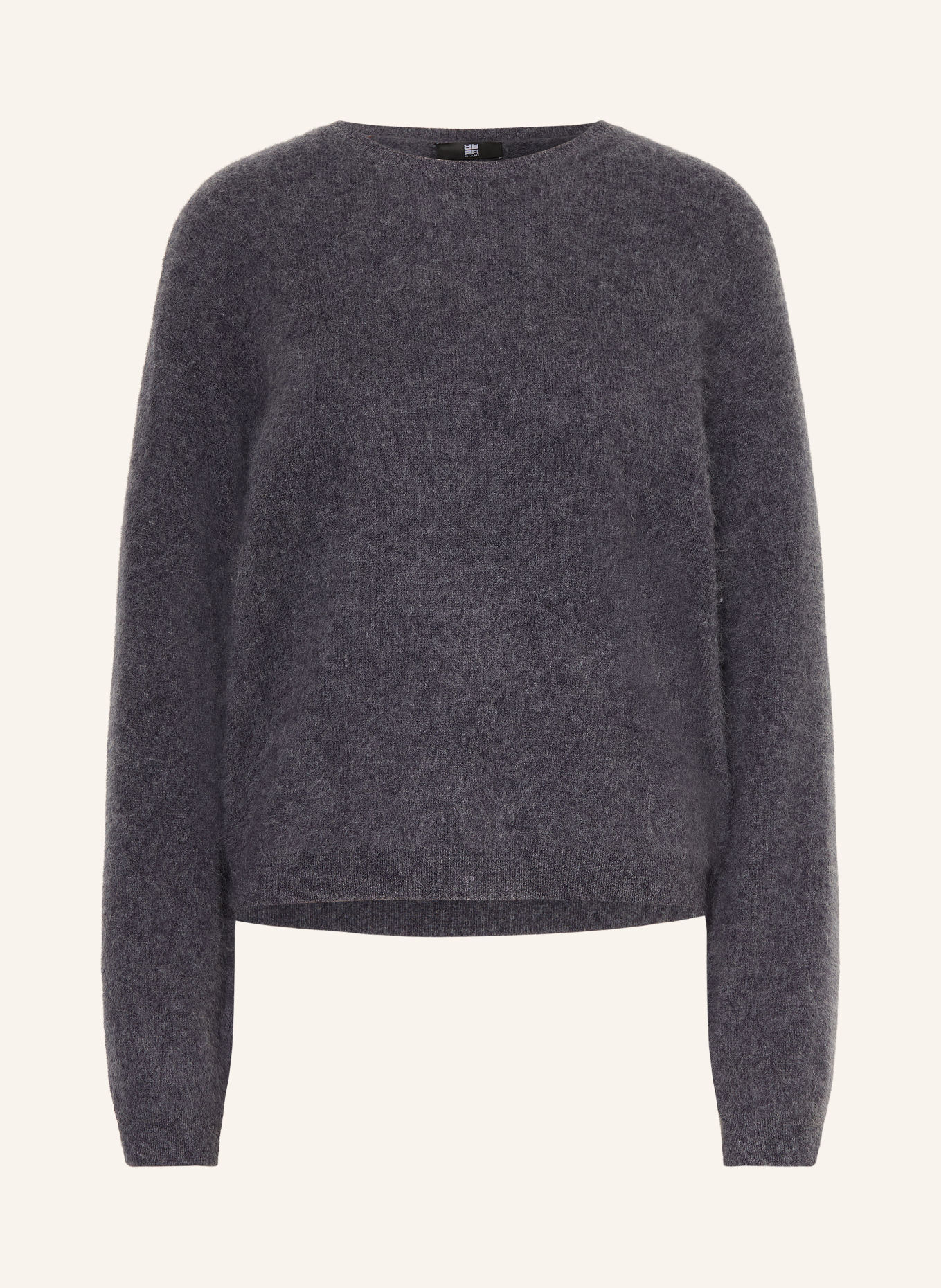RIANI Sweater made with merino wool and a detachable Collar: DARK GRAY