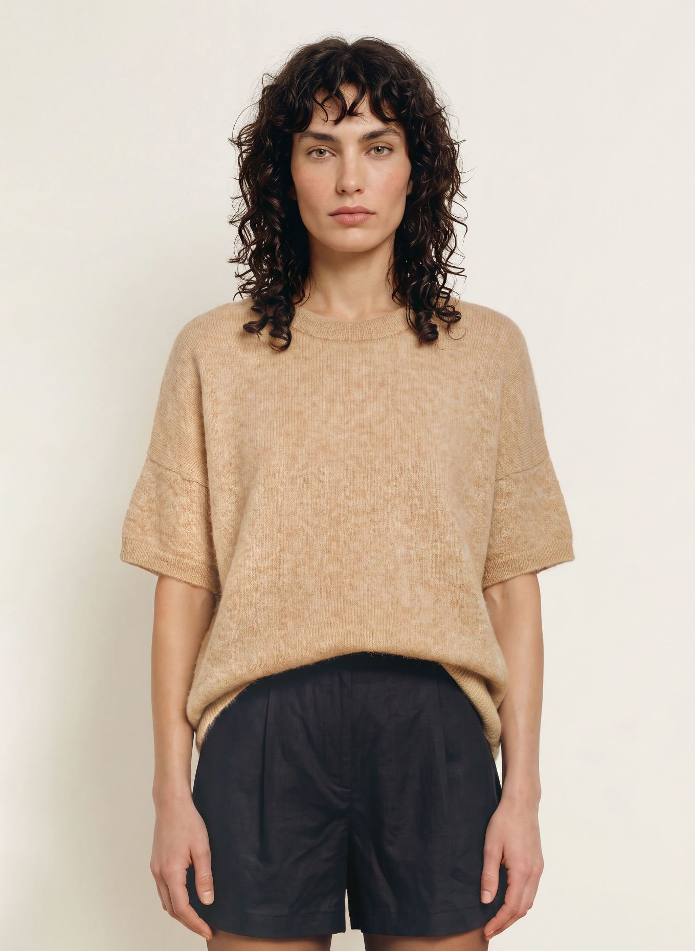SoSUE Strickshirt mit Alpaka: CAMEL