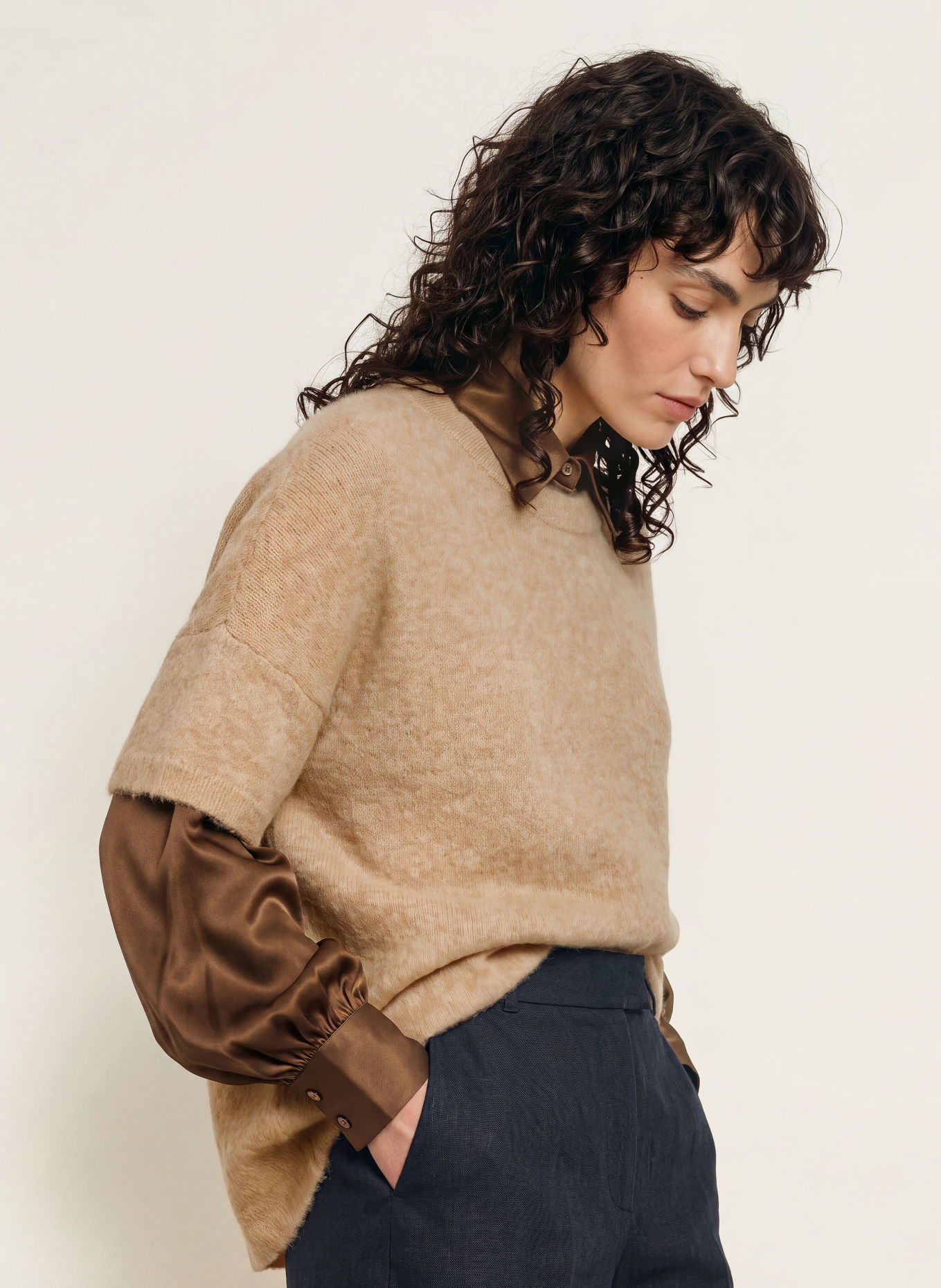 SoSUE Strickshirt mit Alpaka: CAMEL