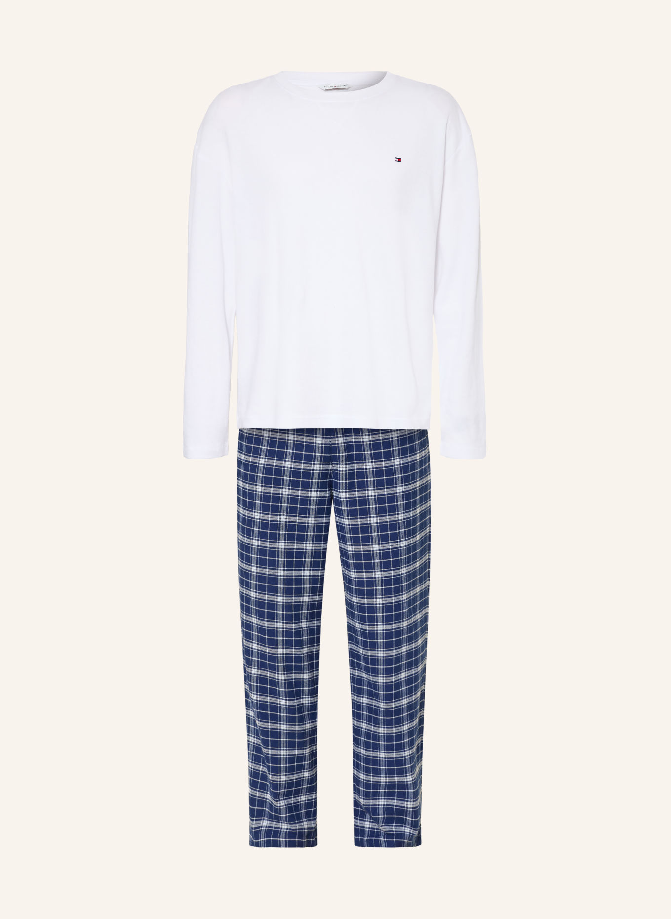 TOMMY HILFIGER Pijama: ALB / ALBASTRU ÎNCHIS