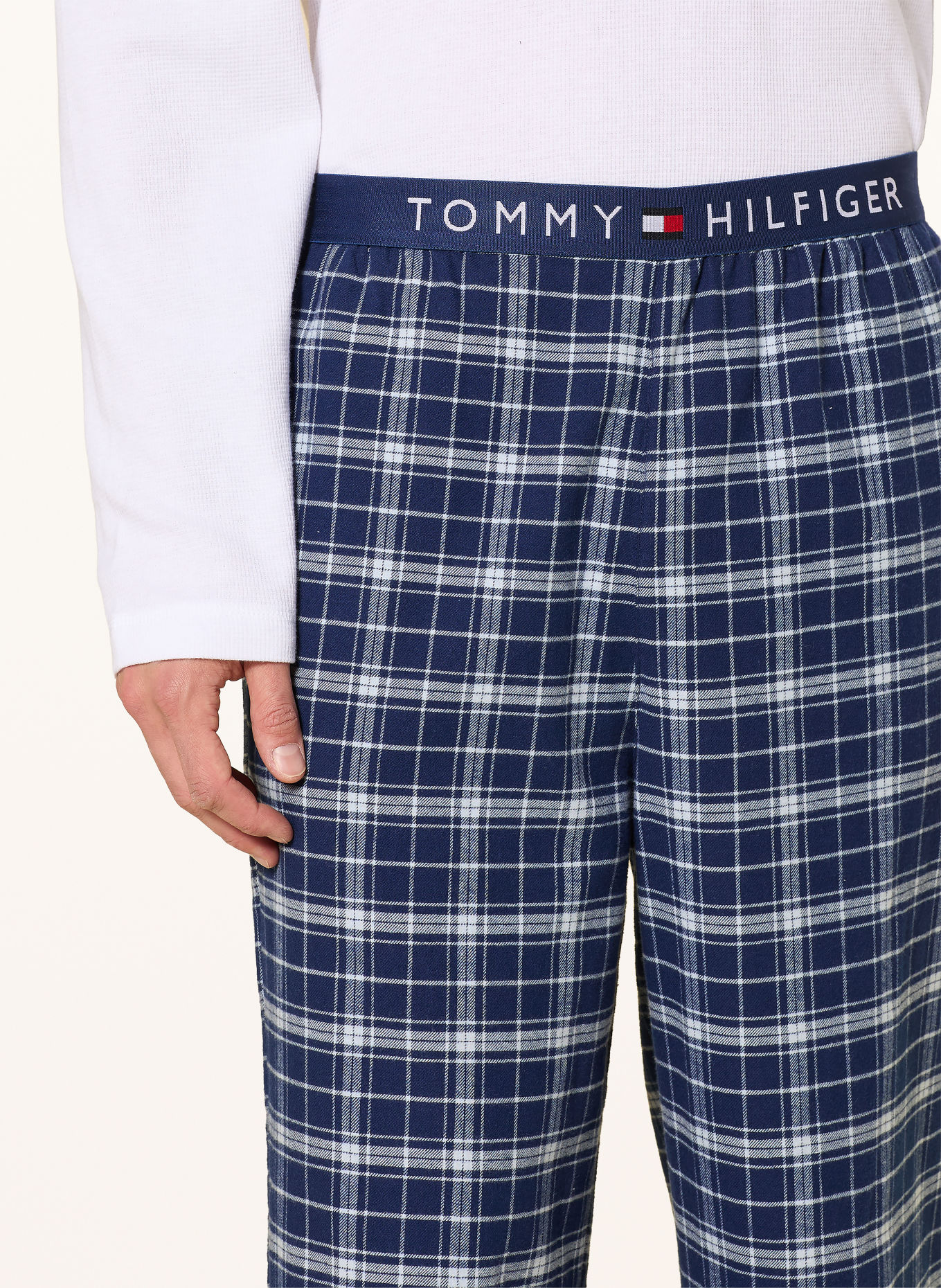 TOMMY HILFIGER Pijama: ALB / ALBASTRU ÎNCHIS