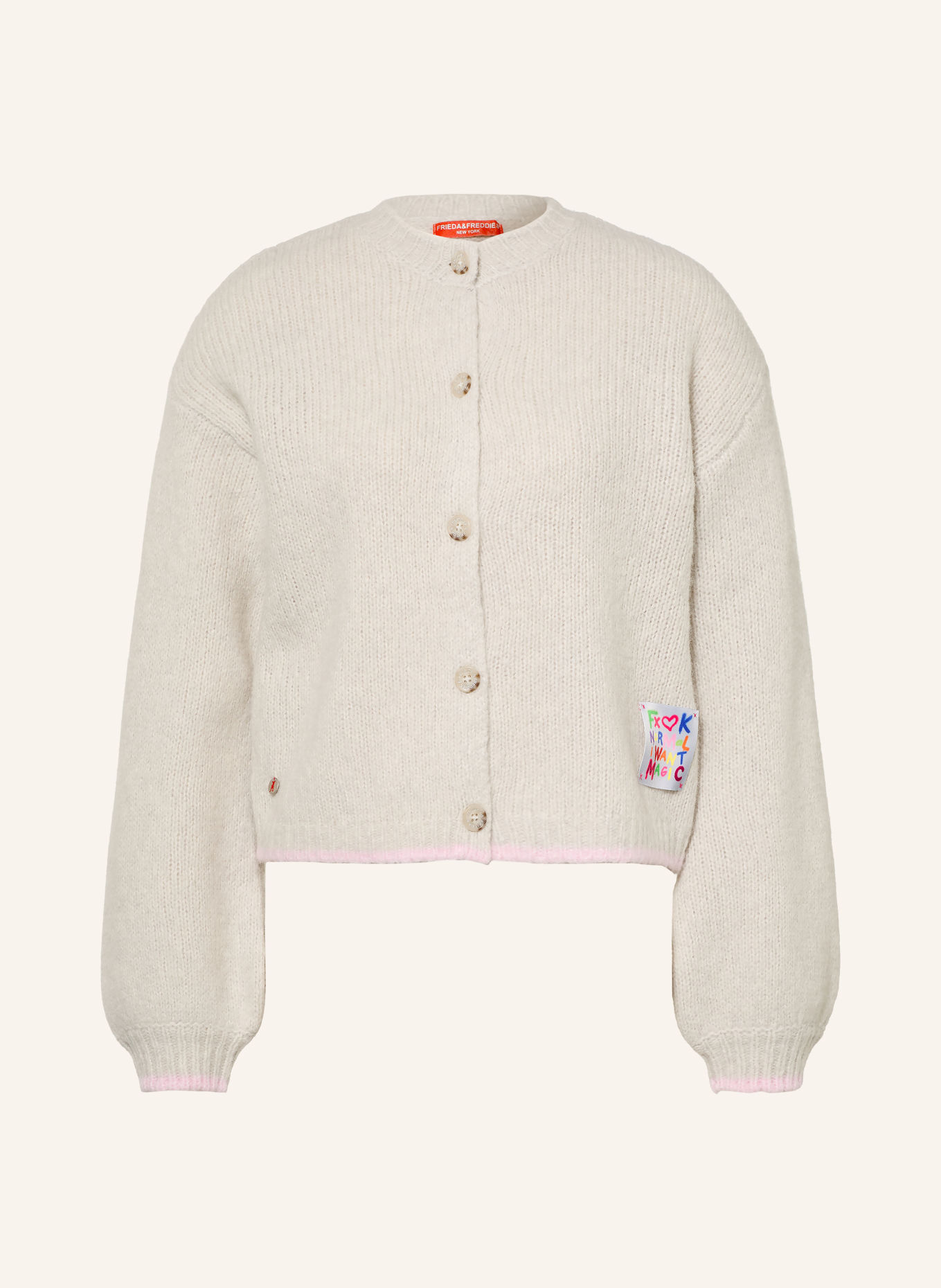 FRIEDA & FREDDIES Strickjacke: CREME / ROSA