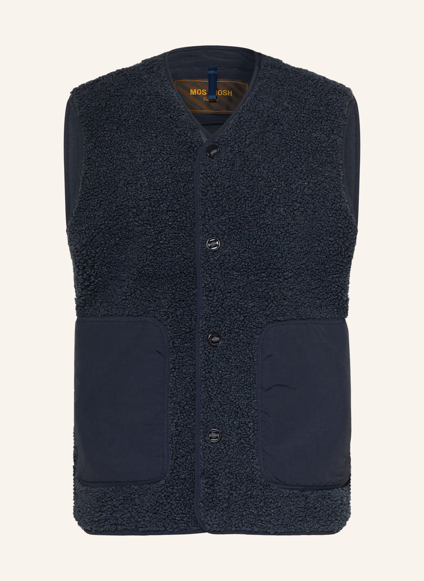 MOS MOSH Gallery Teddy Fur Vest MMGHARRY: DARK BLUE