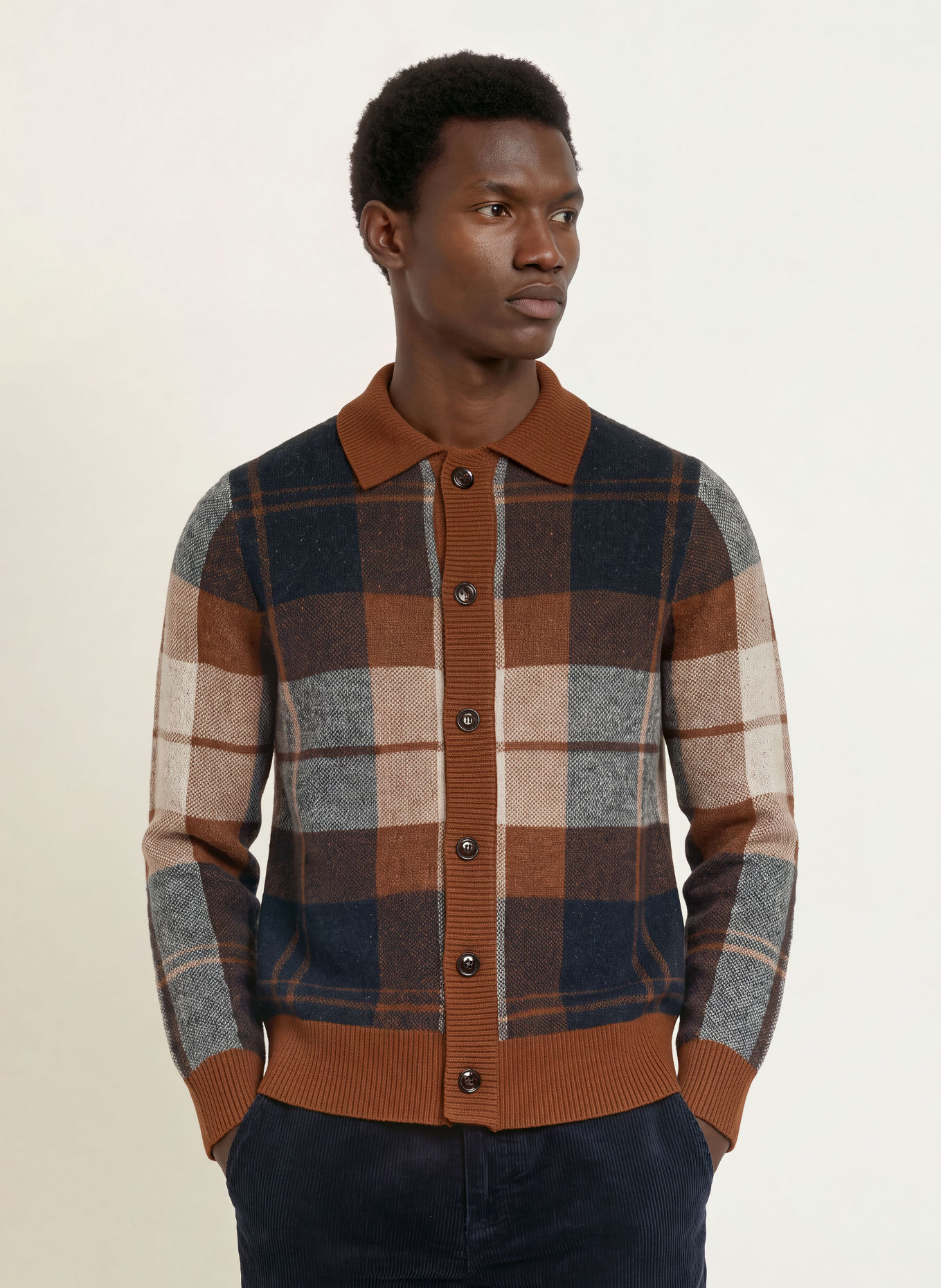 MOS MOSH Gallery Vest MMGWANDO: BRUIN / CRÈME / DONKERBLAUW