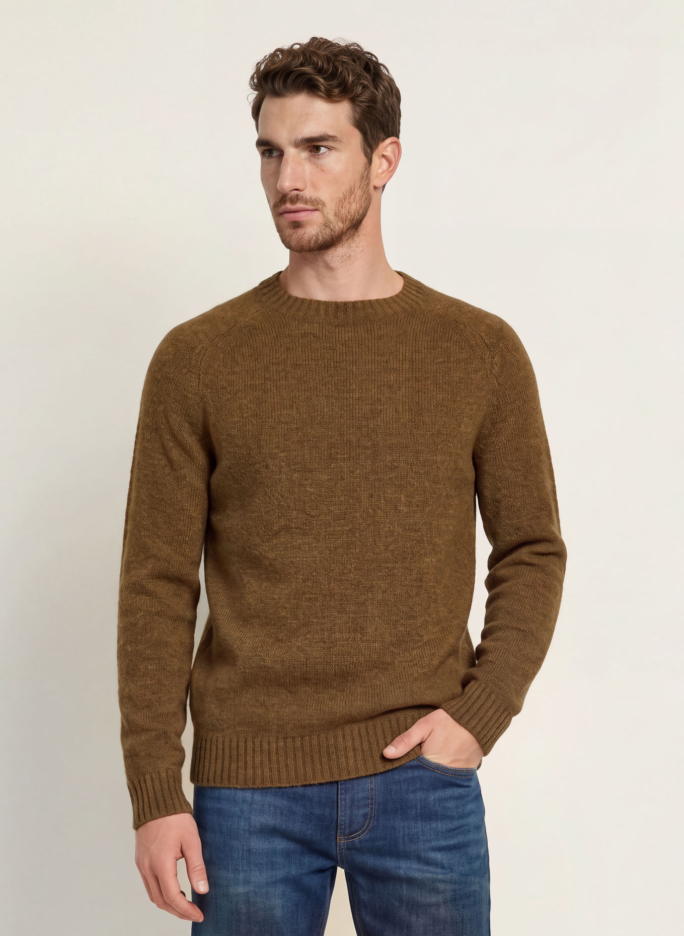 MOS MOSH Gallery Trui MMGCARLOS met alpaca: BRUIN