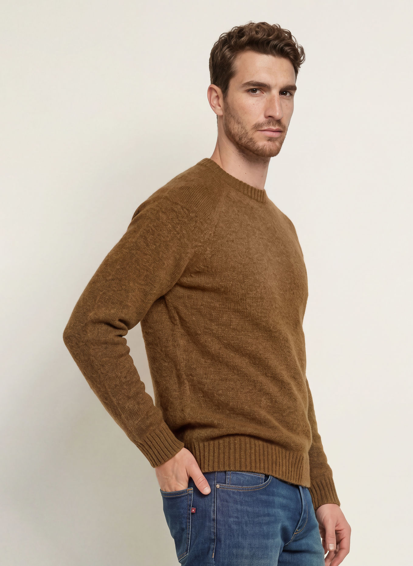 MOS MOSH Gallery Trui MMGCARLOS met alpaca: BRUIN