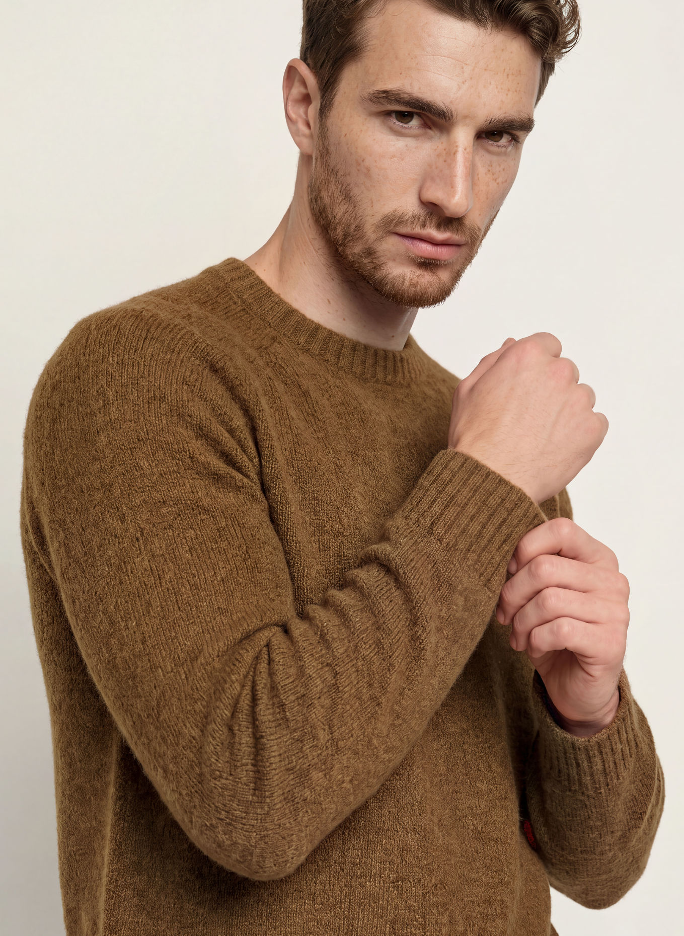 MOS MOSH Gallery Trui MMGCARLOS met alpaca: BRUIN