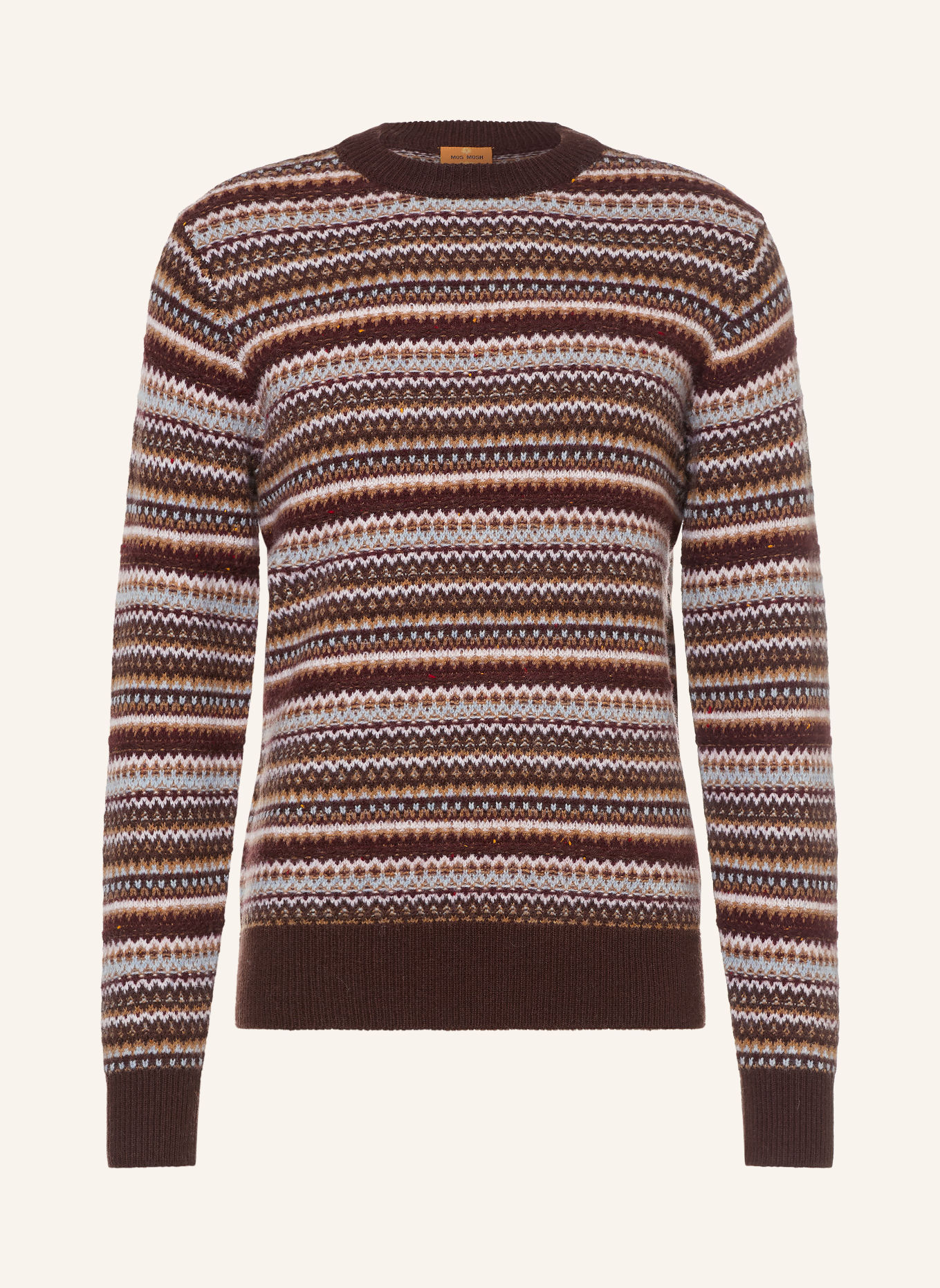 MOS MOSH Gallery Trui MMGLAPORTE PENCE: MARRON FONCÉ / BEIGE / GRIJS