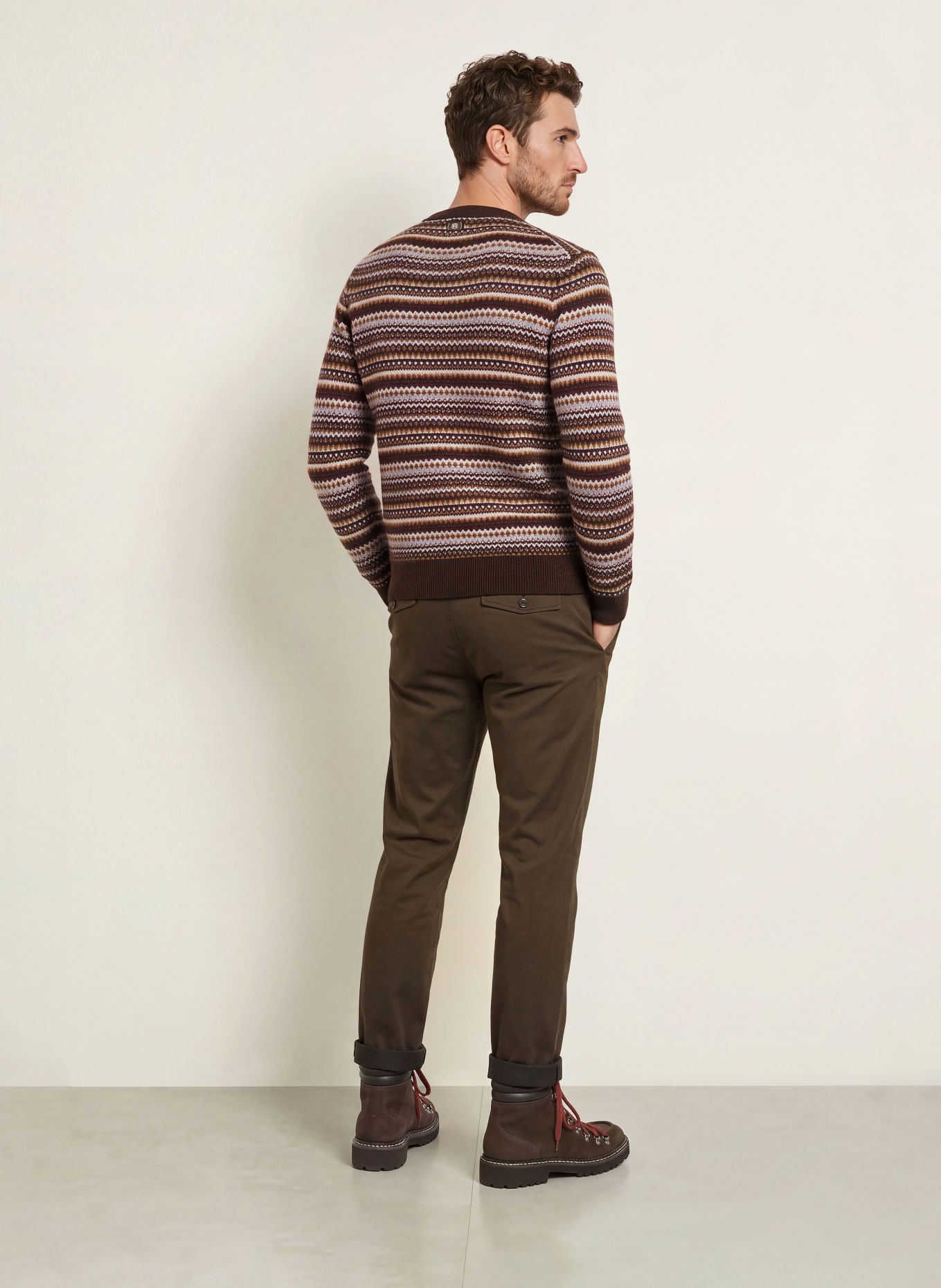 MOS MOSH Gallery Trui MMGLAPORTE PENCE: MARRON FONCÉ / BEIGE / GRIJS