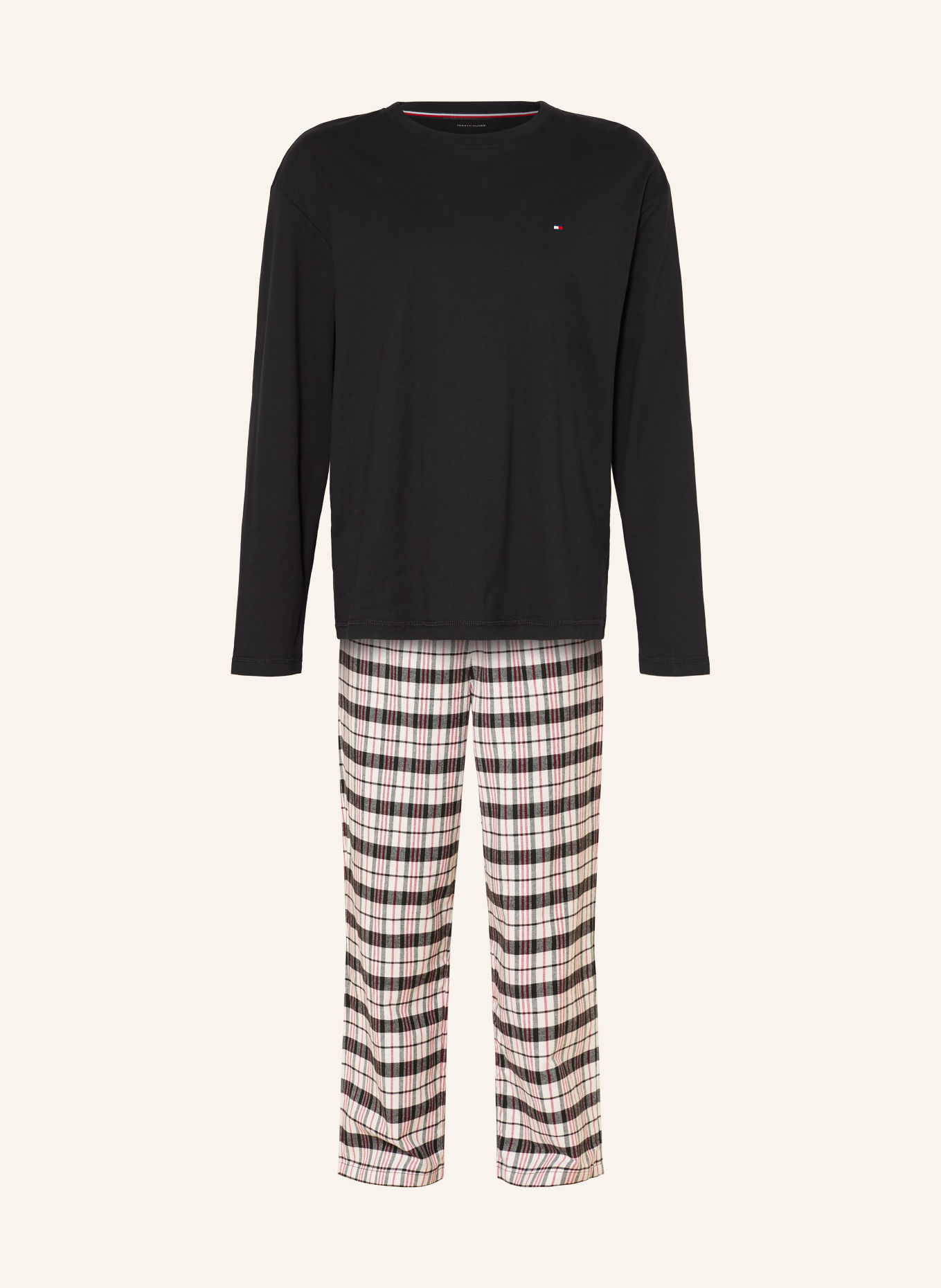 TOMMY HILFIGER Pijama: NEGRU / ROȘU / ALB
