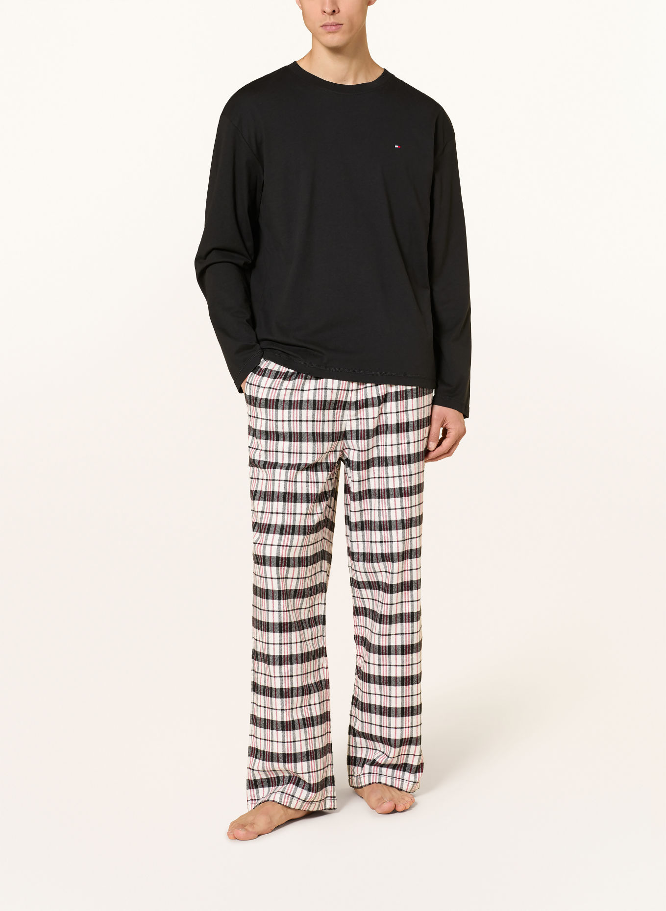 TOMMY HILFIGER Pijama: NEGRU / ROȘU / ALB