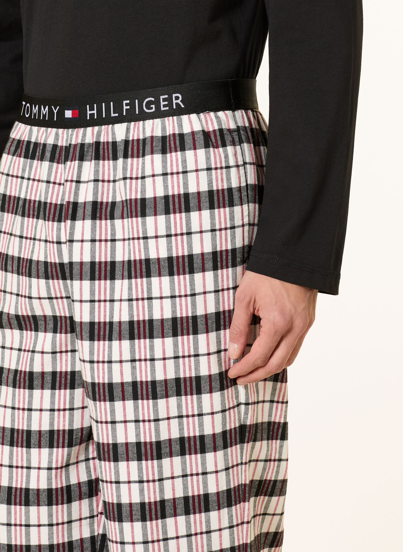 TOMMY HILFIGER Pijama: NEGRU / ROȘU / ALB