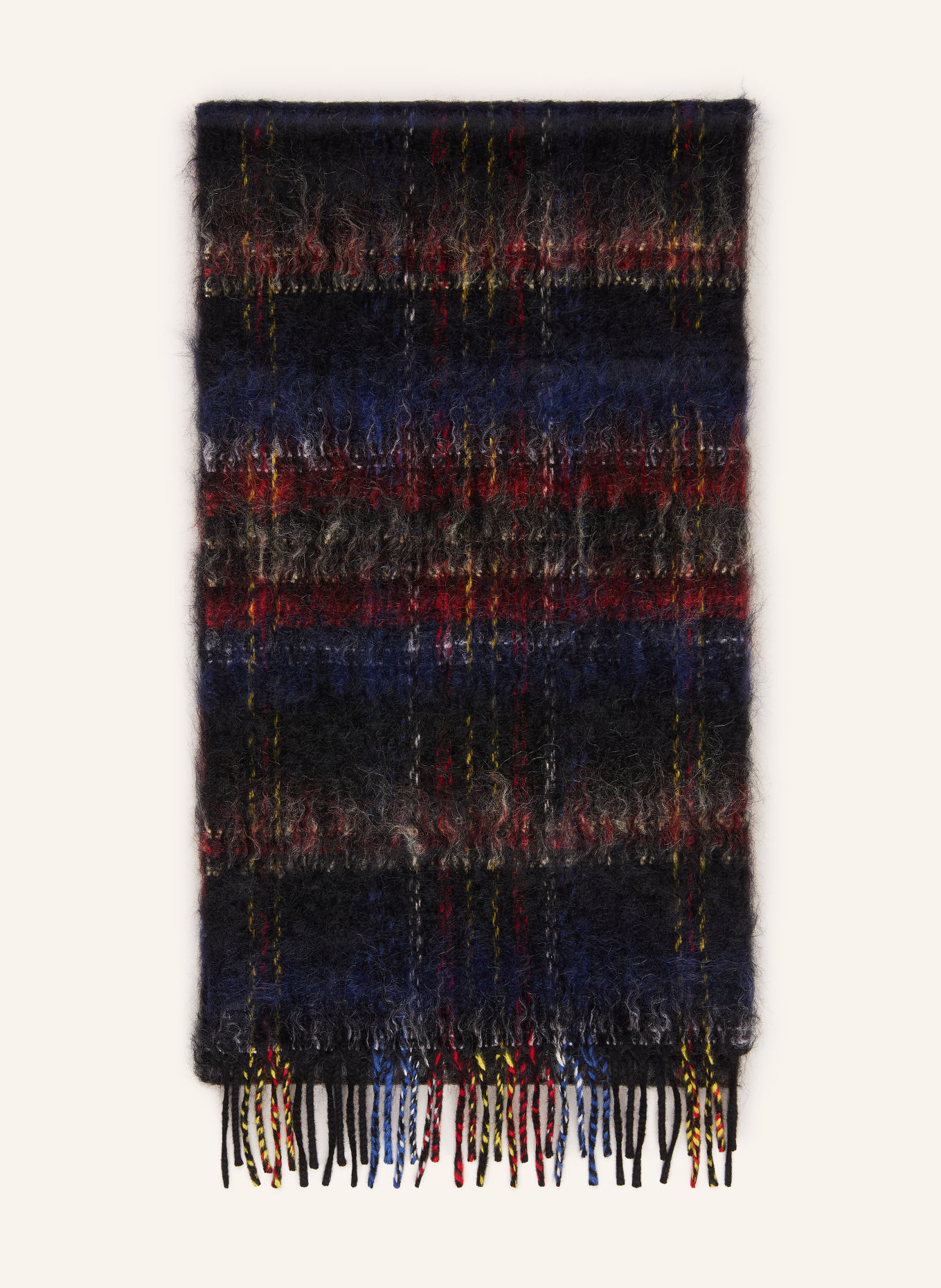 Acne Studios Sjaal met mohair: ZWART / DONKERROOD / DONKERBLAUW