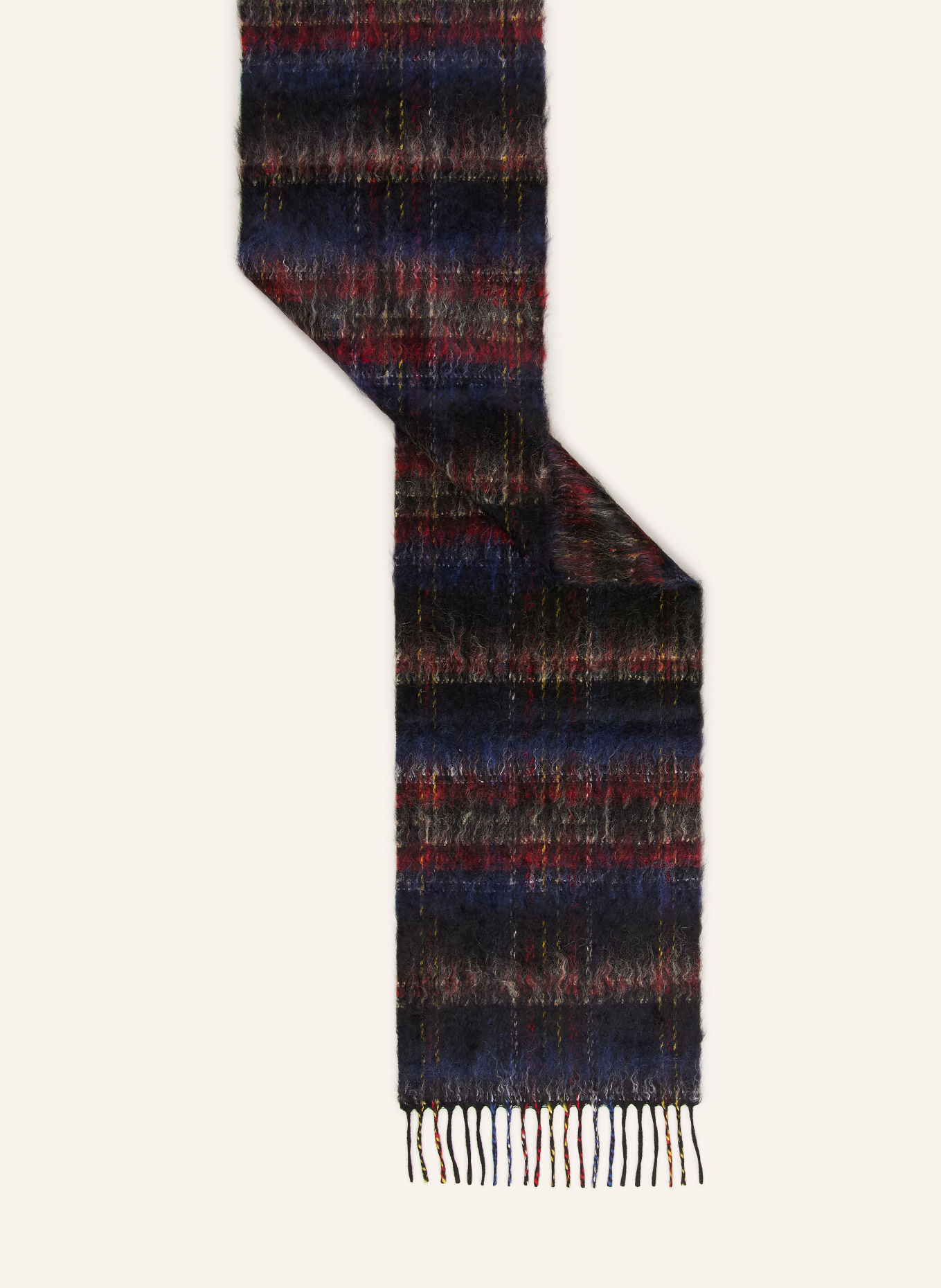 Acne Studios Sjaal met mohair: ZWART / DONKERROOD / DONKERBLAUW