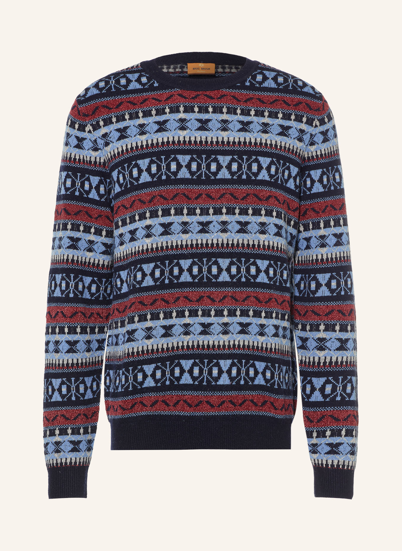 MOS MOSH Gallery Trui MMGPATTERSON: DONKERBLAUW / GRIJS / DONKERROOD