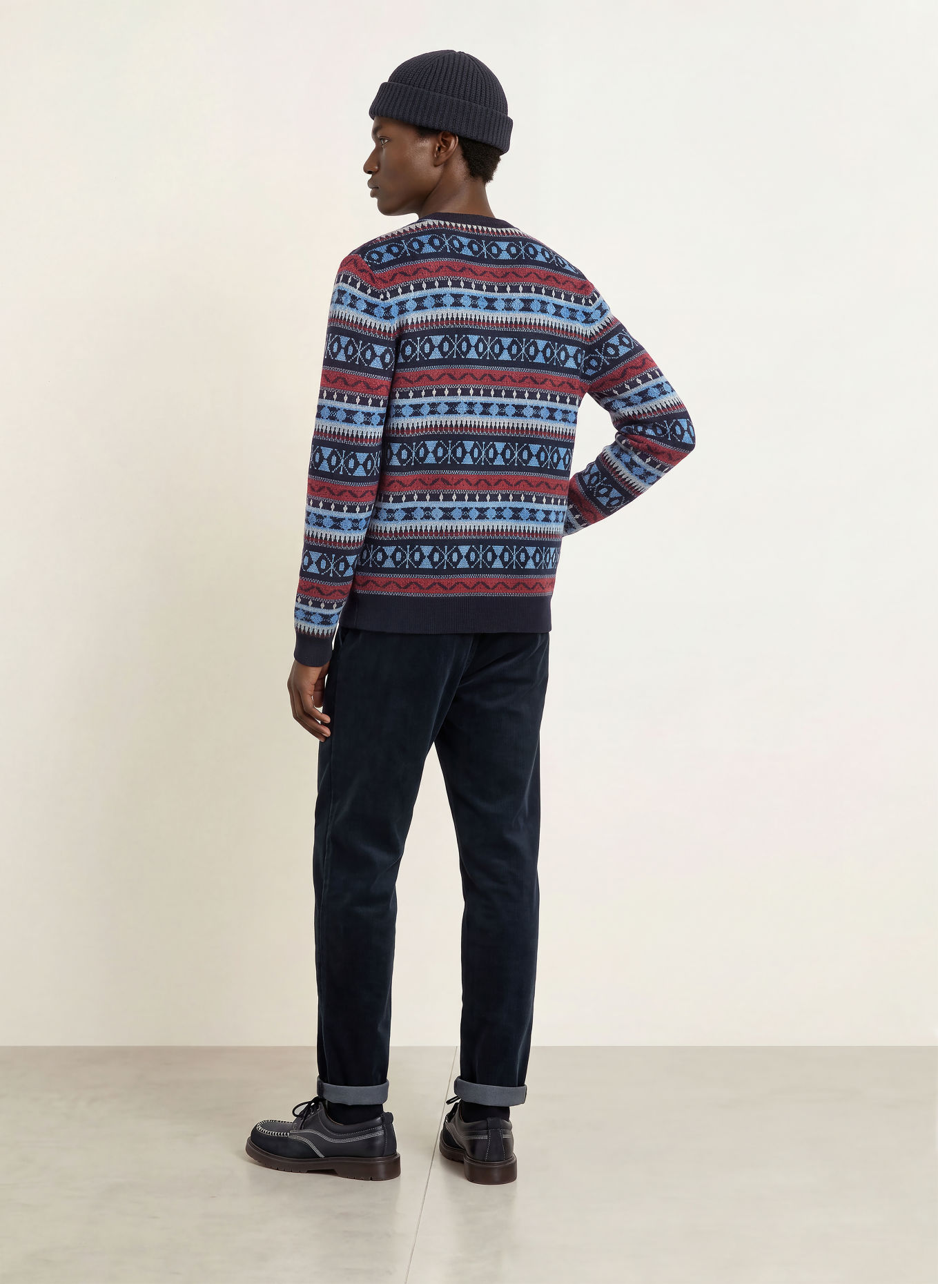 MOS MOSH Gallery Trui MMGPATTERSON: DONKERBLAUW / GRIJS / DONKERROOD