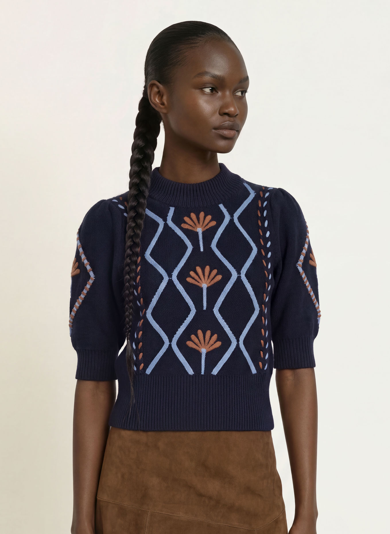 Rails Pullover ADDY mit 3/4-Arm: DUNKELBLAU / CAMEL / HELLBLAU