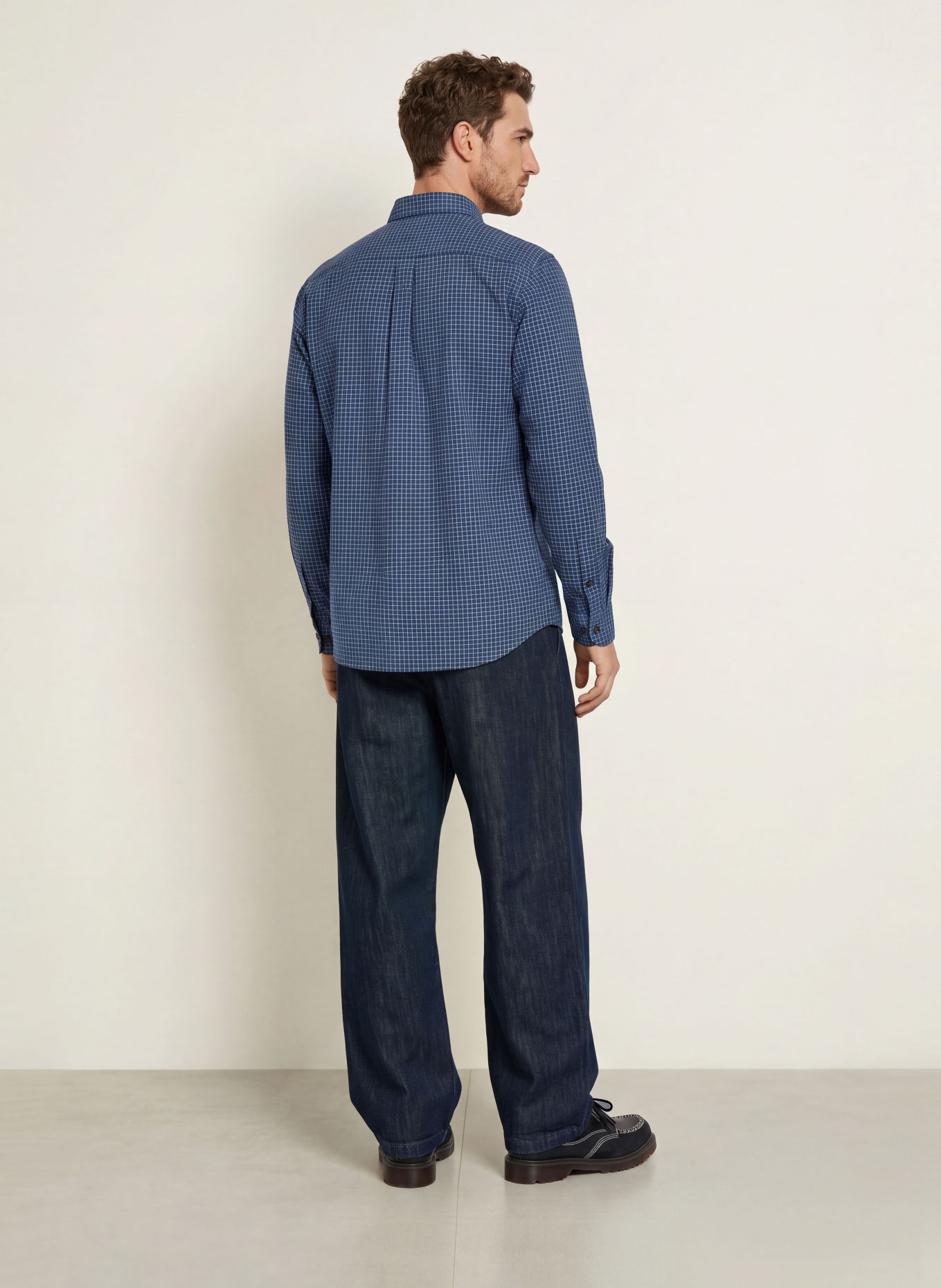MOS MOSH Gallery Flanellhemd MMGMARCO Comfort Fit: DUNKELBLAU / WEISS