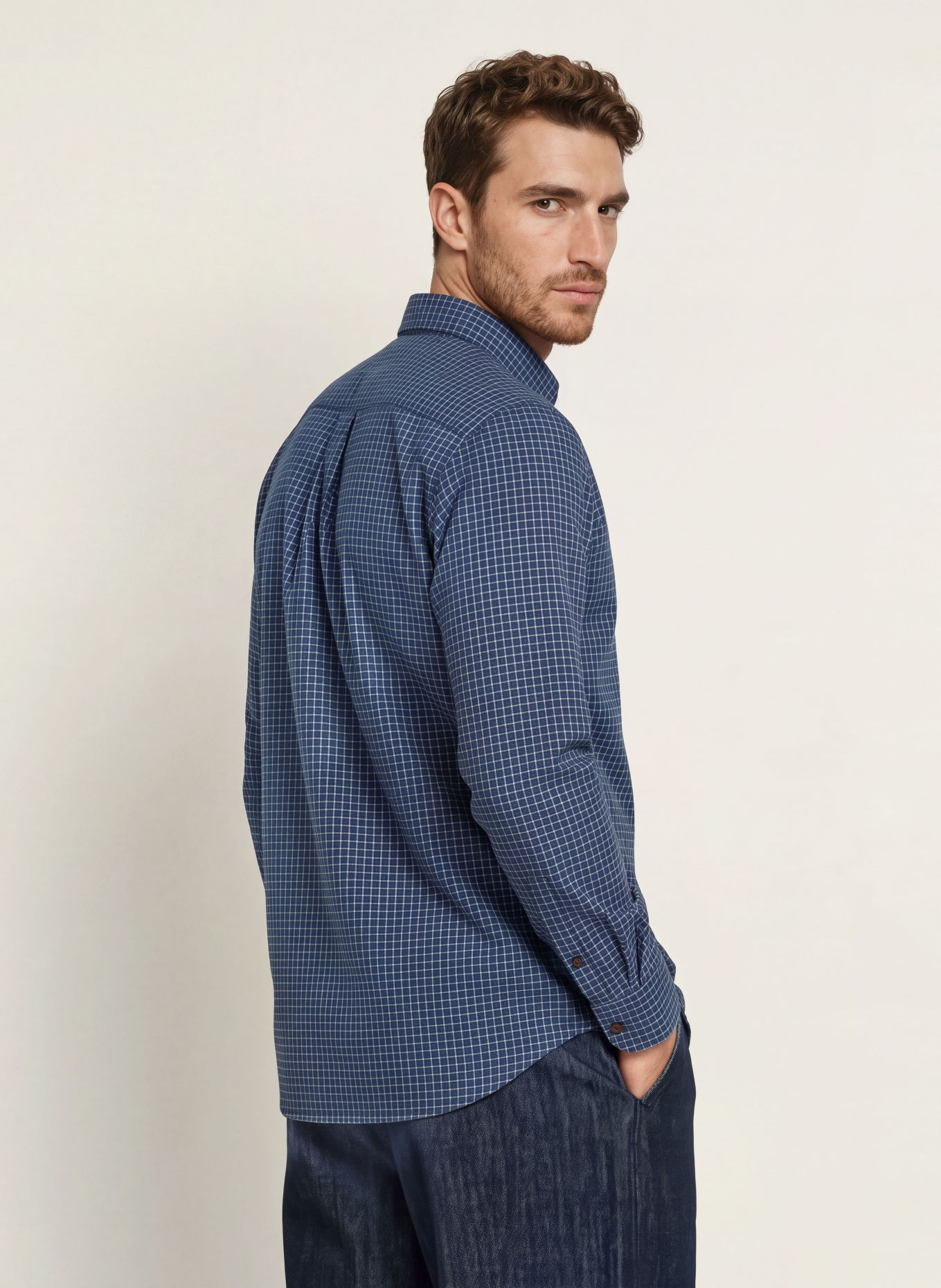 MOS MOSH Gallery Flanellhemd MMGMARCO Comfort Fit: DUNKELBLAU / WEISS