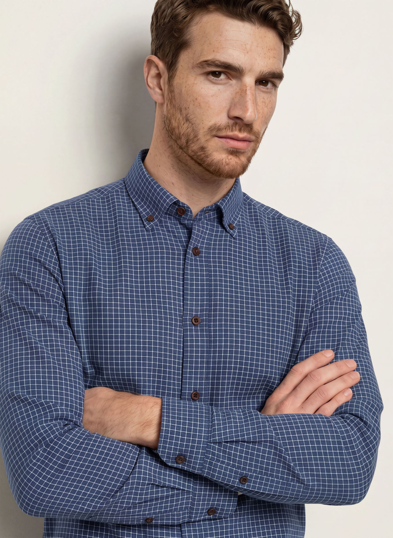 MOS MOSH Gallery Flanellhemd MMGMARCO Comfort Fit: DUNKELBLAU / WEISS