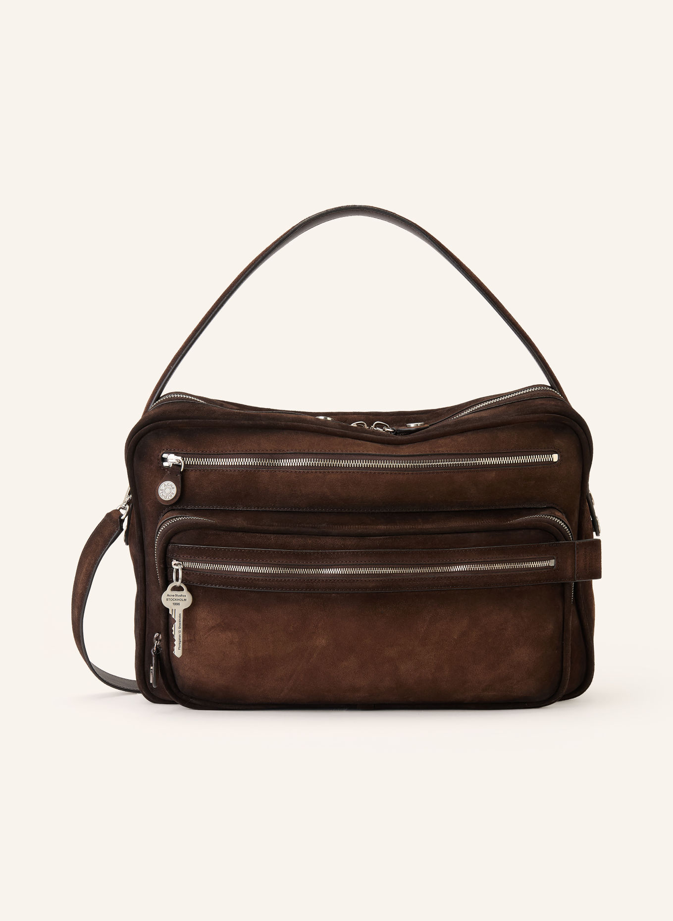 Acne Studios Schultertasche: DUNKELBRAUN / SILBER