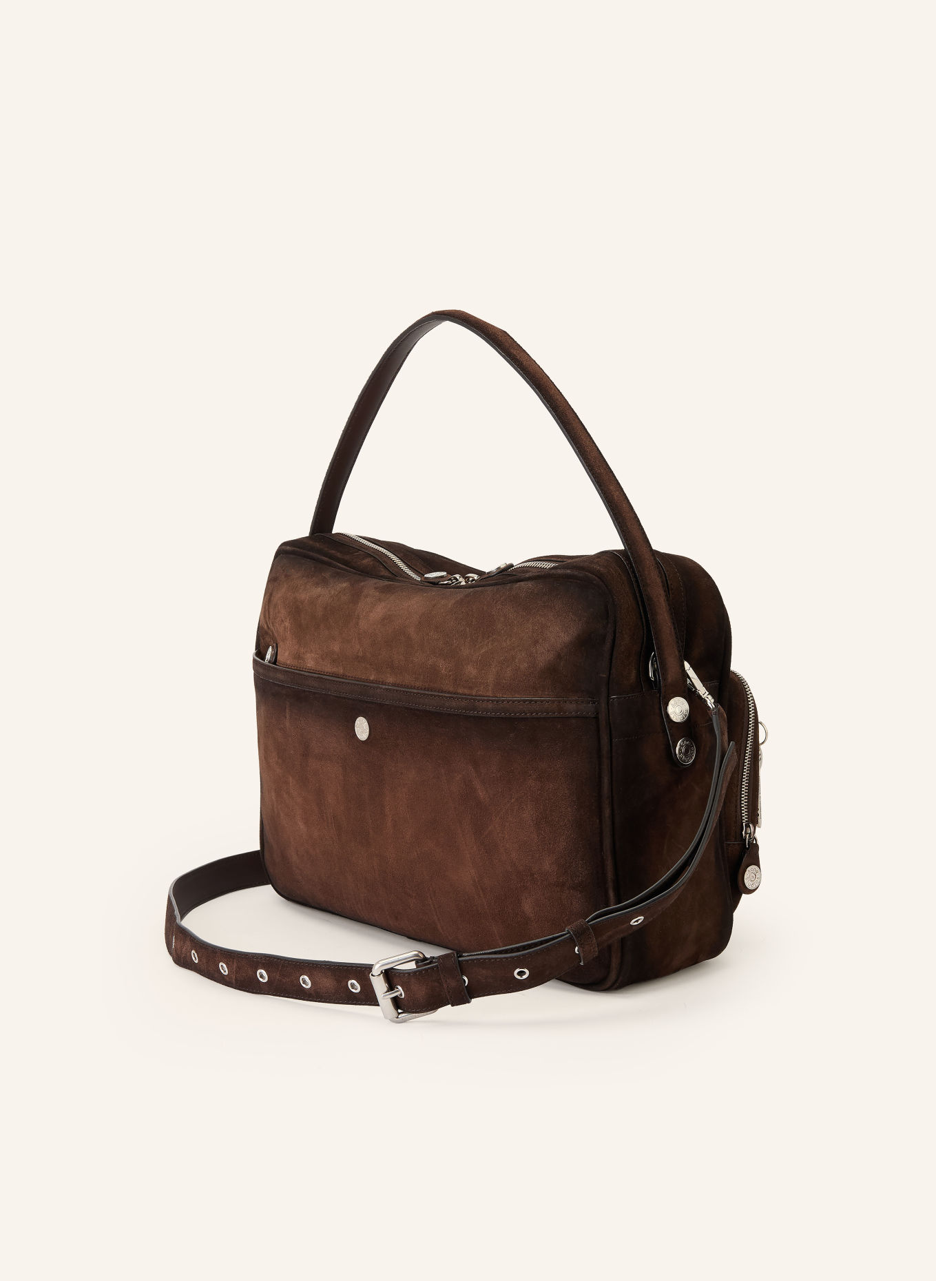 Acne Studios Schultertasche: DUNKELBRAUN / SILBER