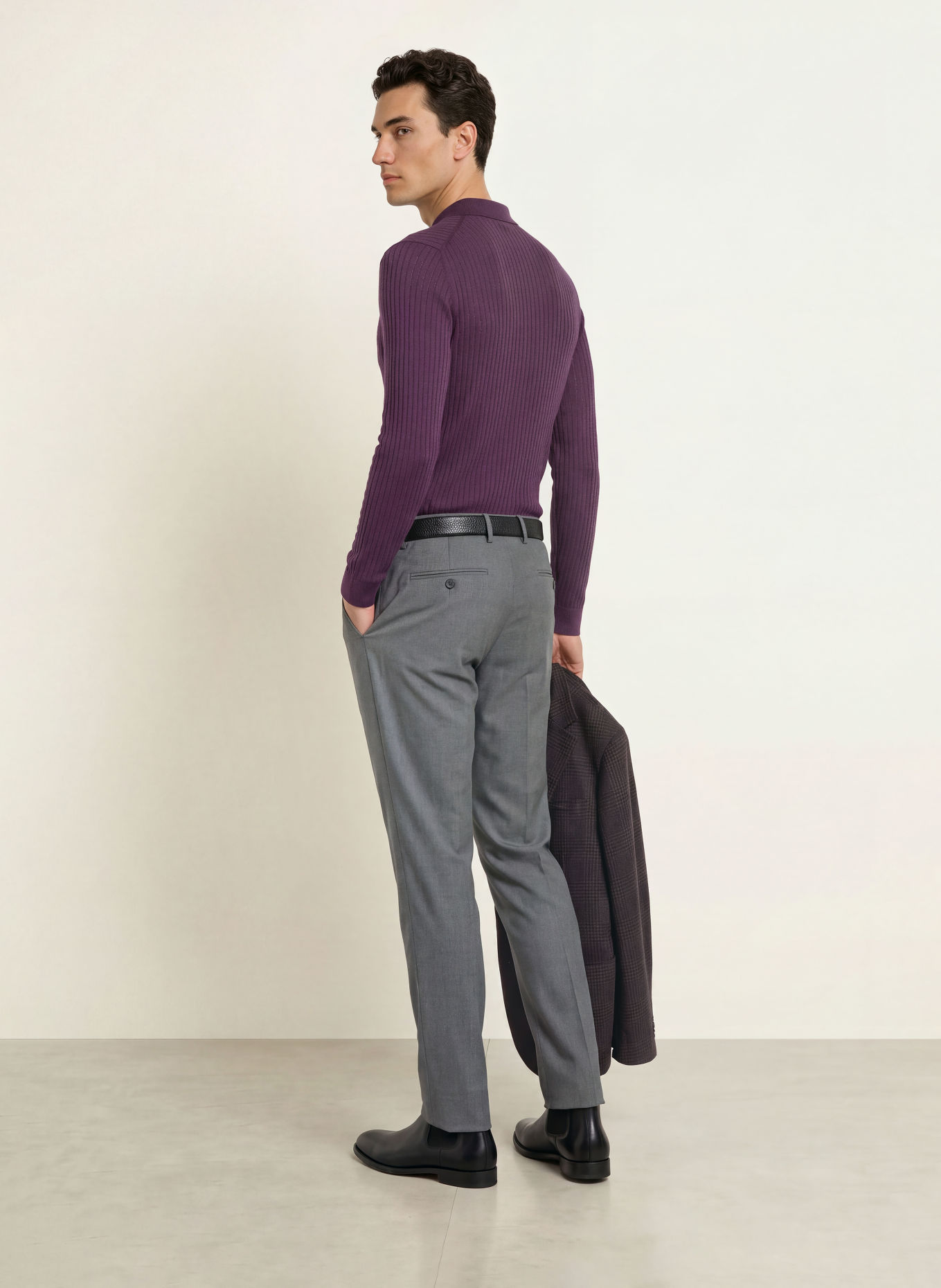 JOHN SMEDLEY Polo en maille HODSON en laine mérinos: LILAS FONCÉ