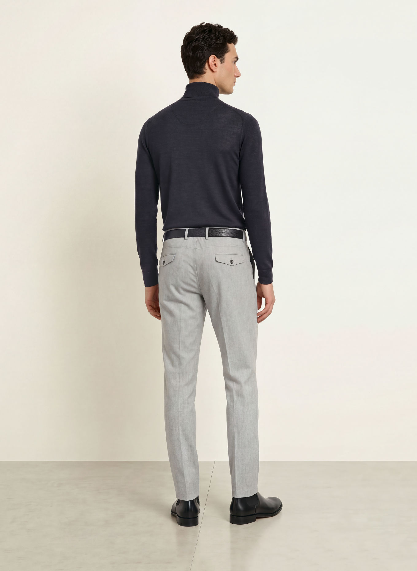 JOHN SMEDLEY Rollkragenpullover aus Merinowolle: DUNKELGRAU