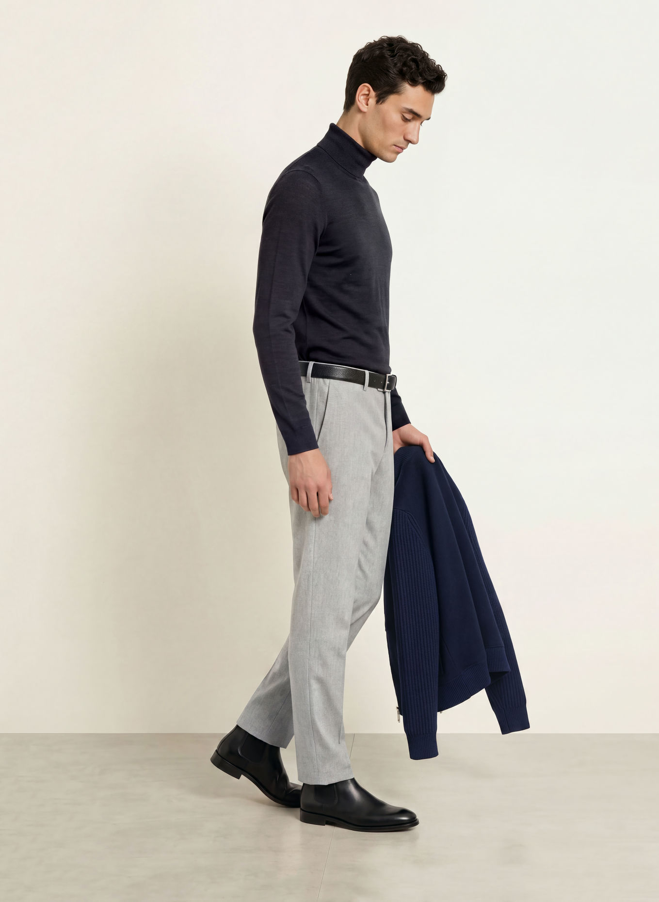 JOHN SMEDLEY Rollkragenpullover aus Merinowolle: DUNKELGRAU