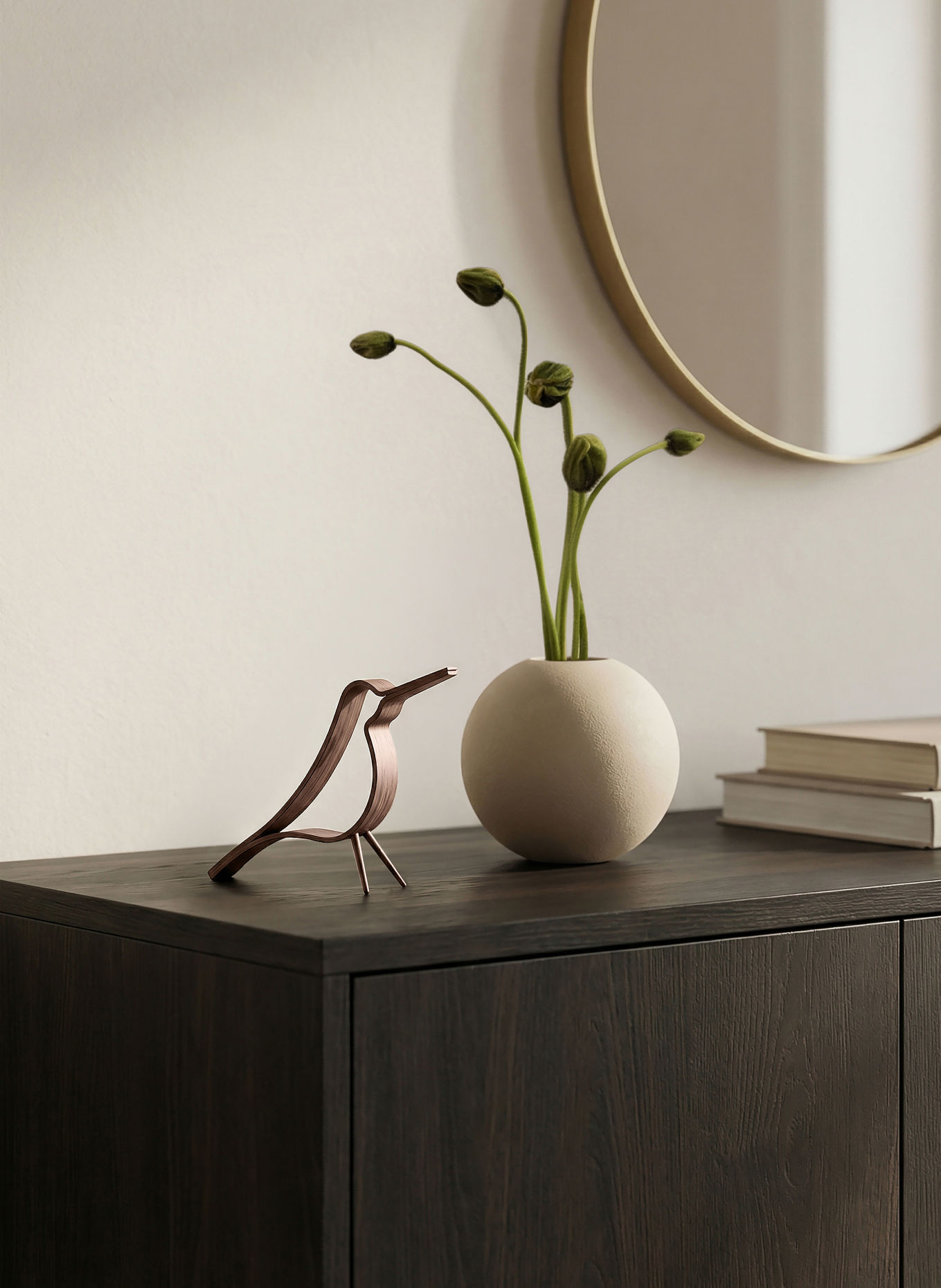 COOEE Design Decoratiefiguur WOODY BIRD SMALL: BRUIN