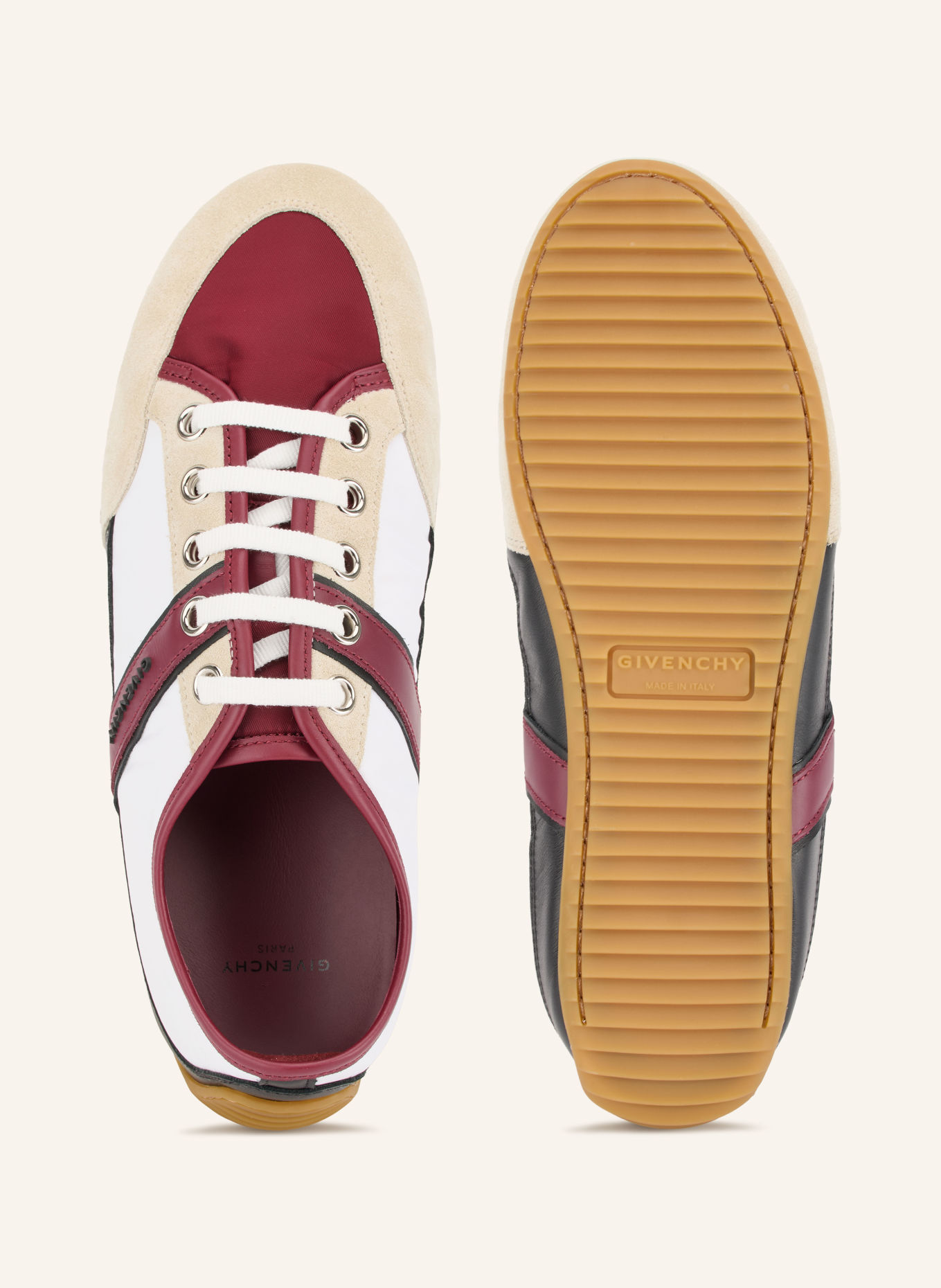 GIVENCHY Sneakers: DARK RED / BEIGE / WHITE