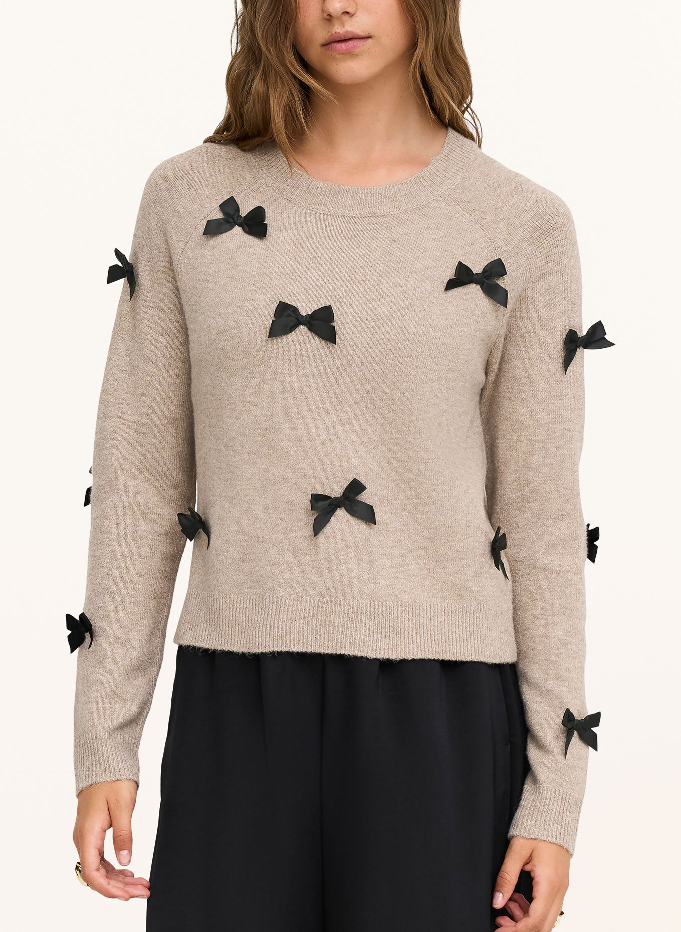 ONLY Pullover: BEIGE / SCHWARZ