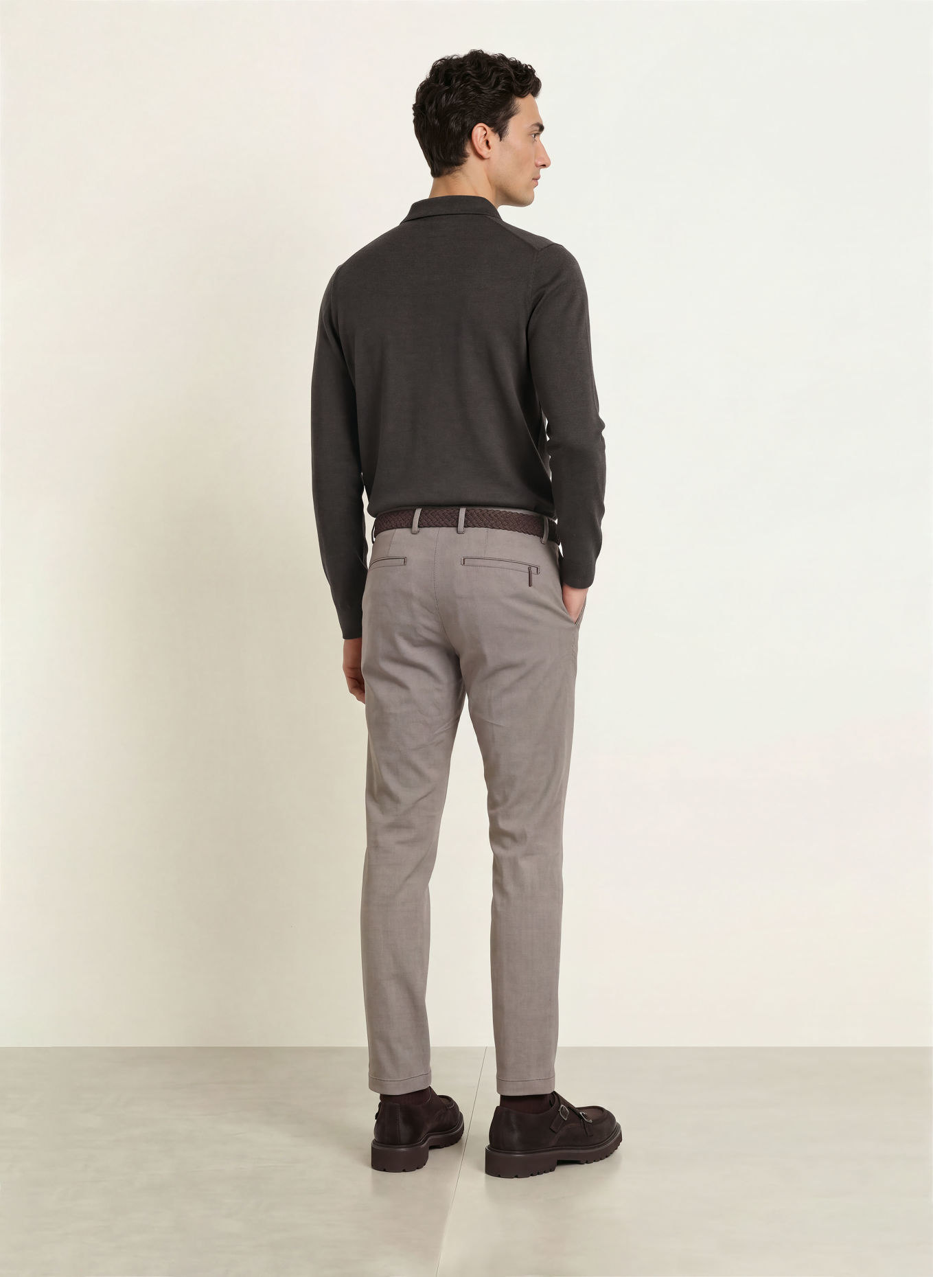PROFUOMO Gebreid poloshirt: MARRON FONCÉ
