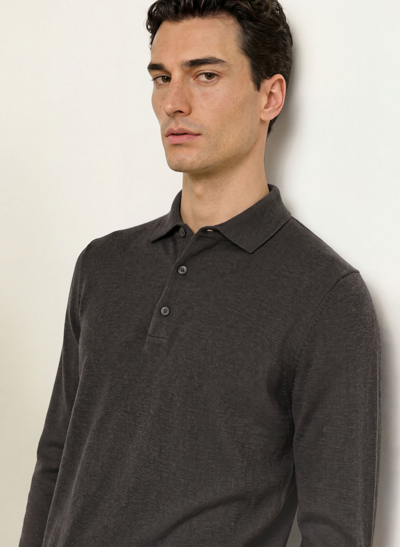 PROFUOMO Gebreid poloshirt: MARRON FONCÉ