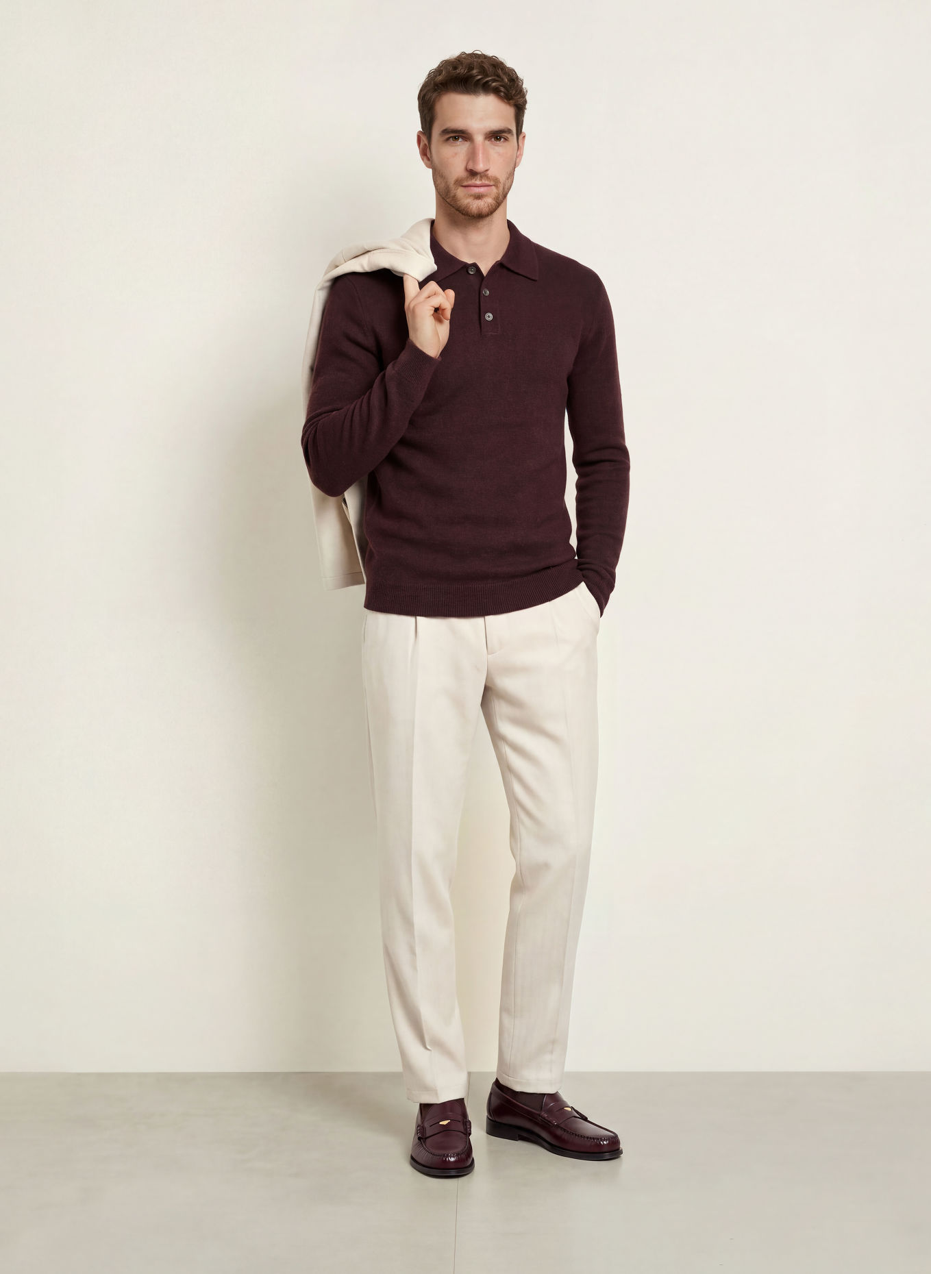 PROFUOMO Knit polo shirt: DARK PURPLE