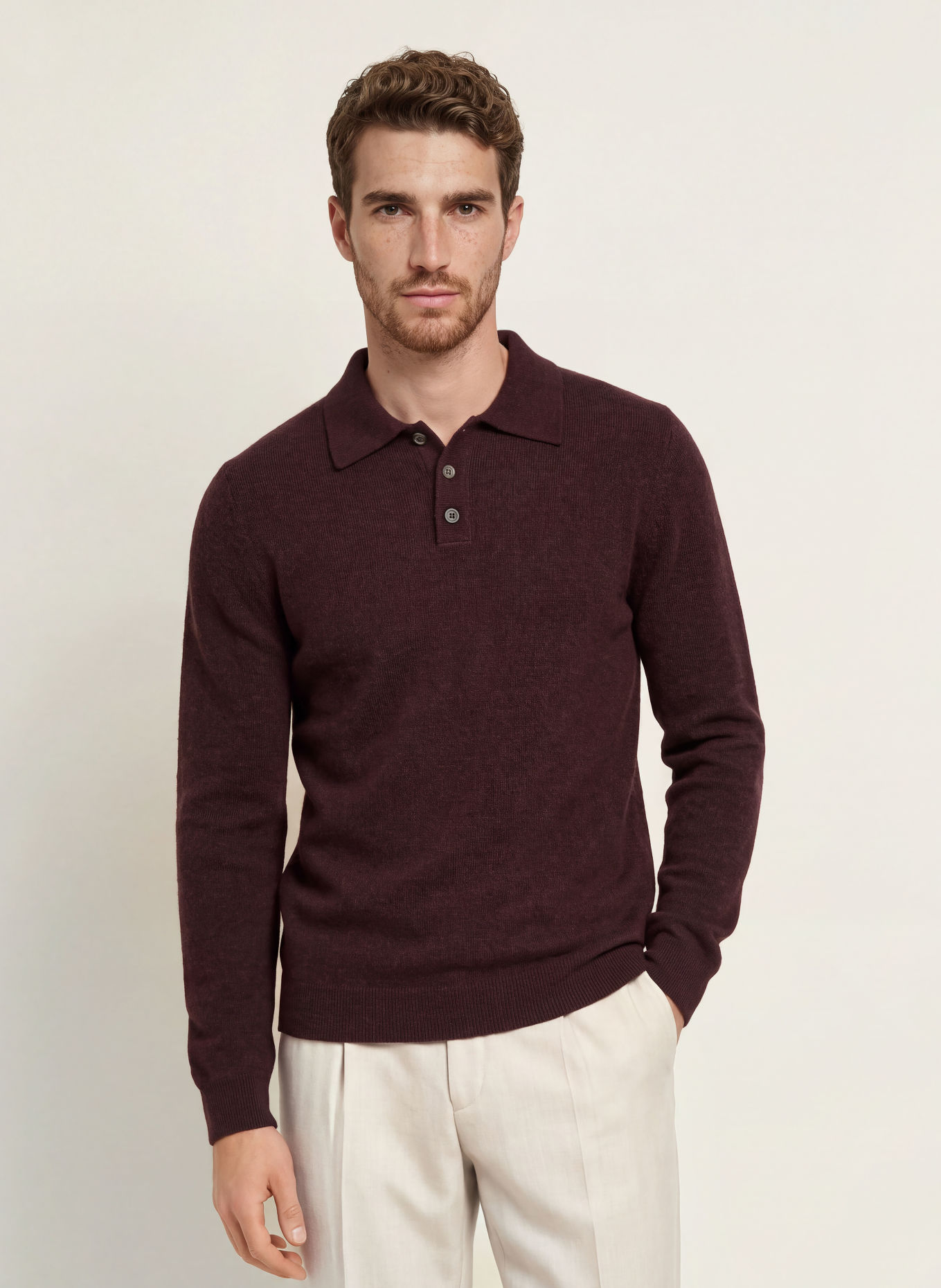 PROFUOMO Knit polo shirt: DARK PURPLE