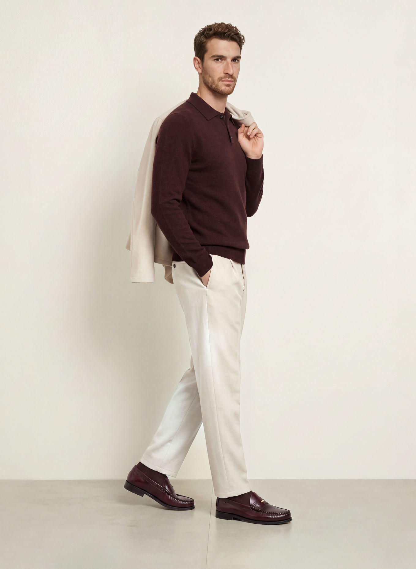 PROFUOMO Knit polo shirt: DARK PURPLE
