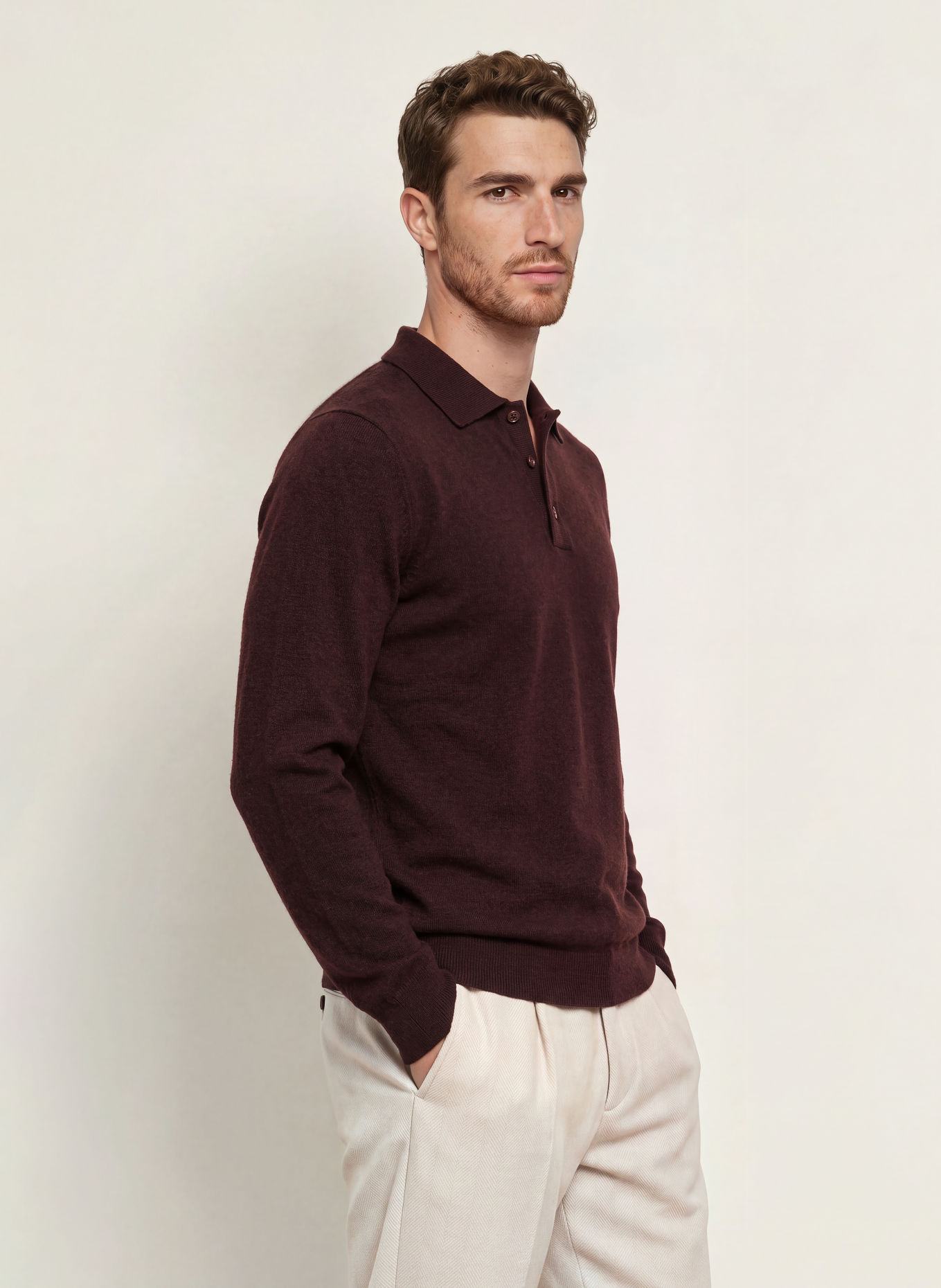 PROFUOMO Knit polo shirt: DARK PURPLE